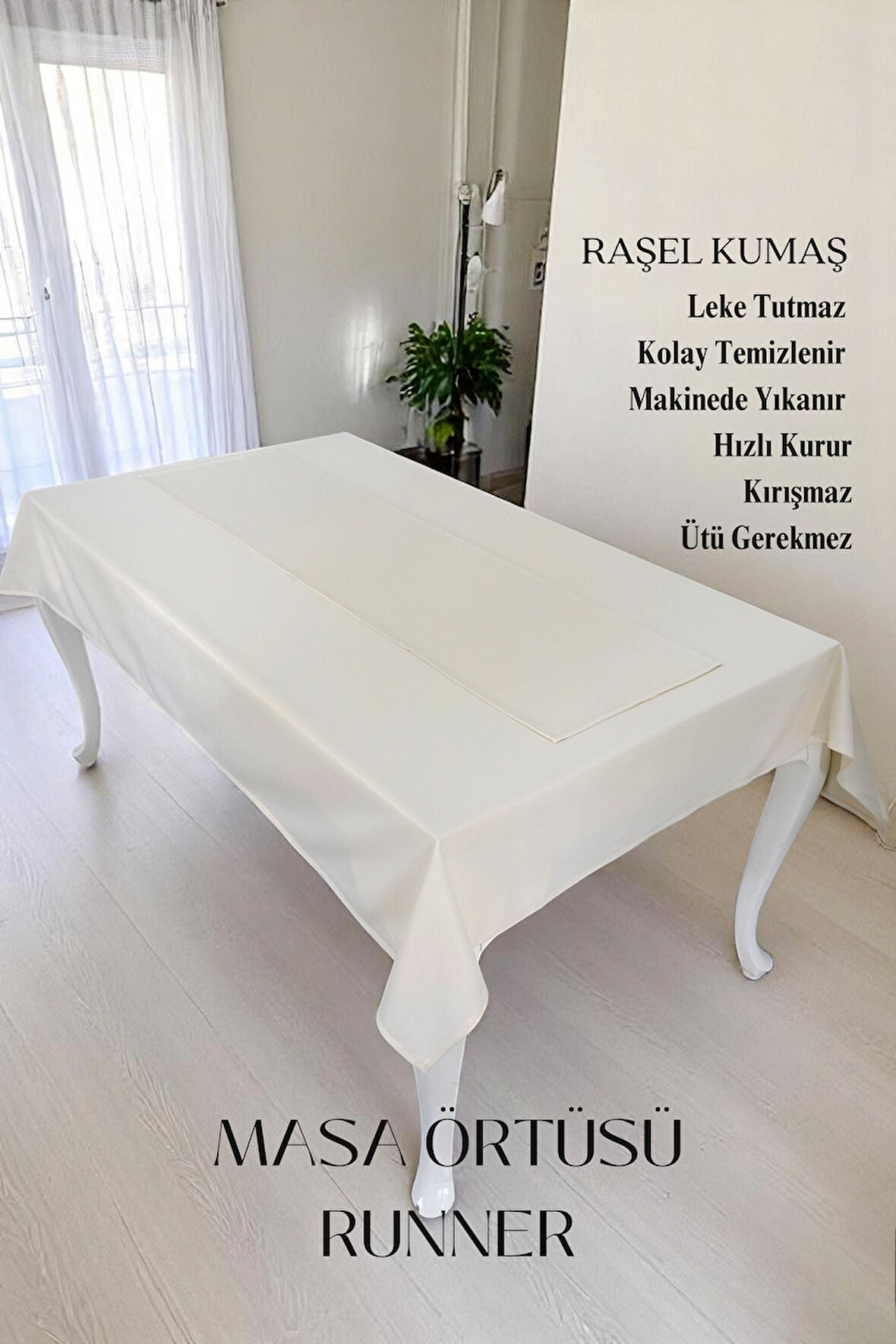 Smooth Set Masa Örtüsü ve Runner Seti Sofra Bezi Çeyiz Seti (Masa örtüsü ve Runner) 