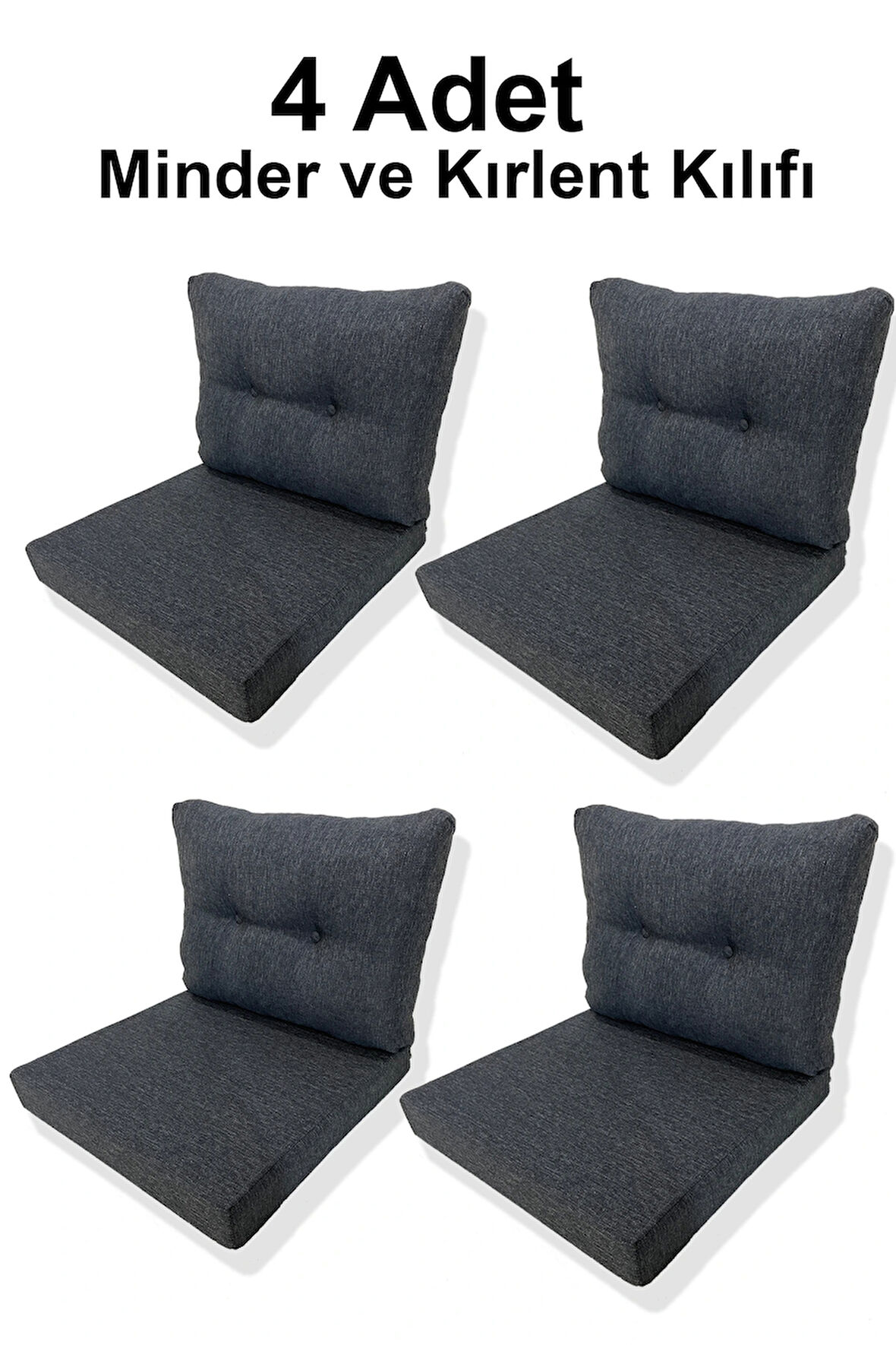 4 Adet Bahçe Balkon Mobilyası Minderi Kılıfı (4 ADET MİNDER, 4 ADET KIRLENT Yanlızca Kılıf Gönderilecektir)