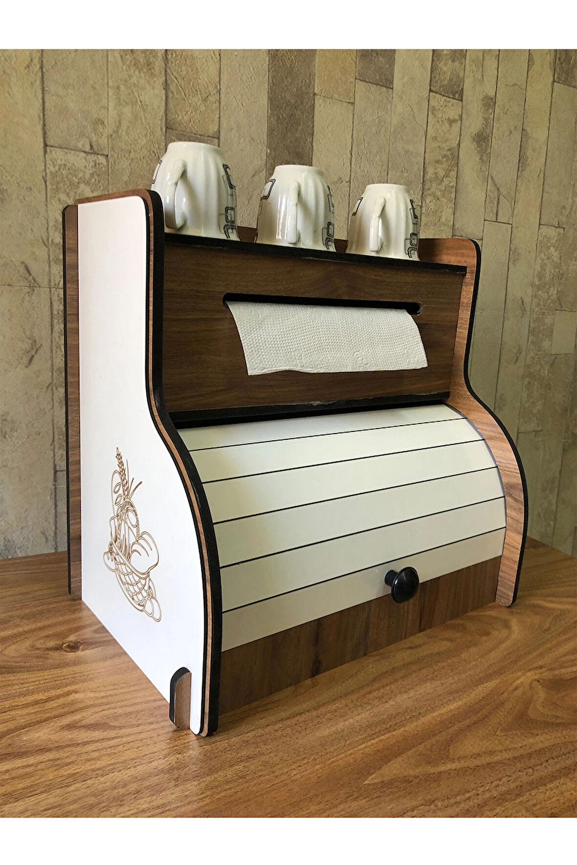 Ekmeklik New Bread Box,havlu Peçetelik(saklama Gözlü, Baharatlık Rafı, Dekoratif Demonte