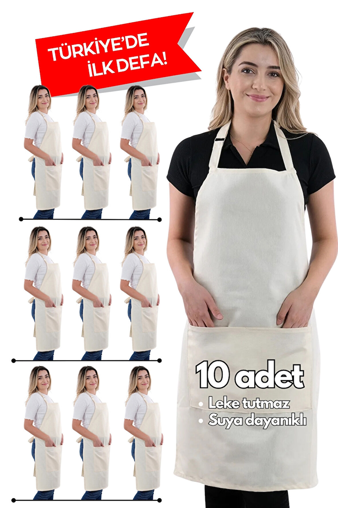 10 Adet Simple ayarlanabilir askılı mutfak önlüğü