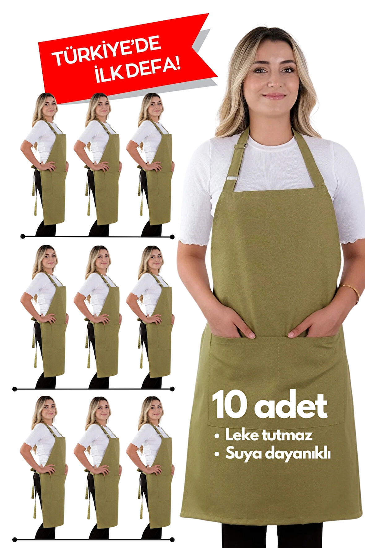 10 Adet Simple ayarlanabilir askılı mutfak önlüğü