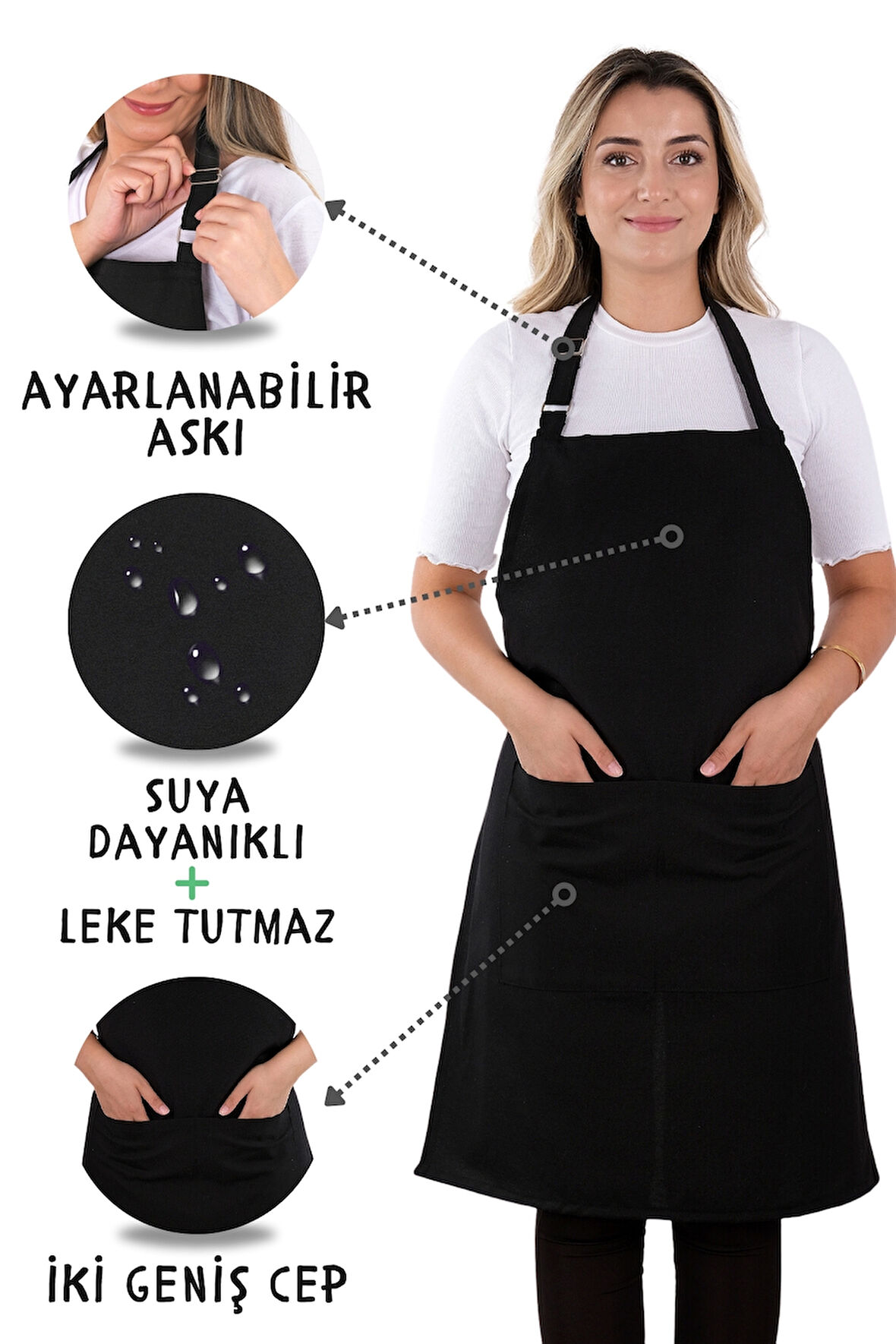 2 Adet Simple ayarlanabilir askılı mutfak önlüğü