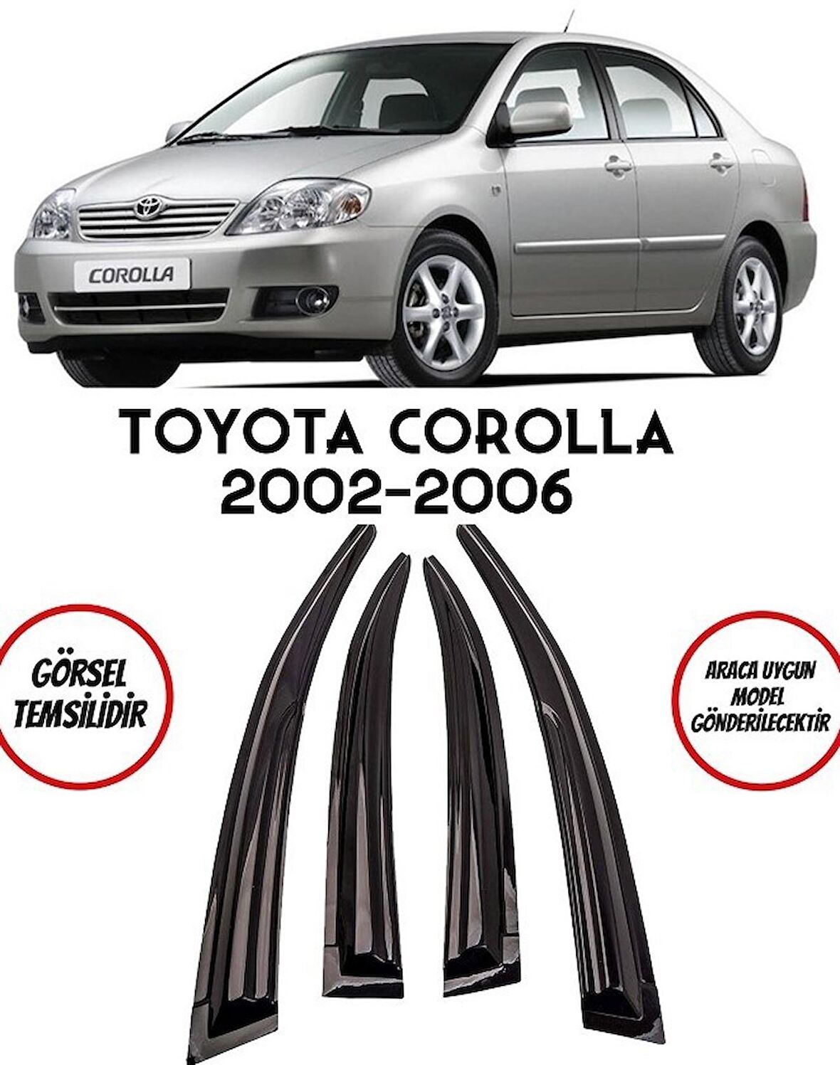 Balp Toyota Corolla Sedan  2002-2006 Arası Cam Rüzgarlığı 4lü