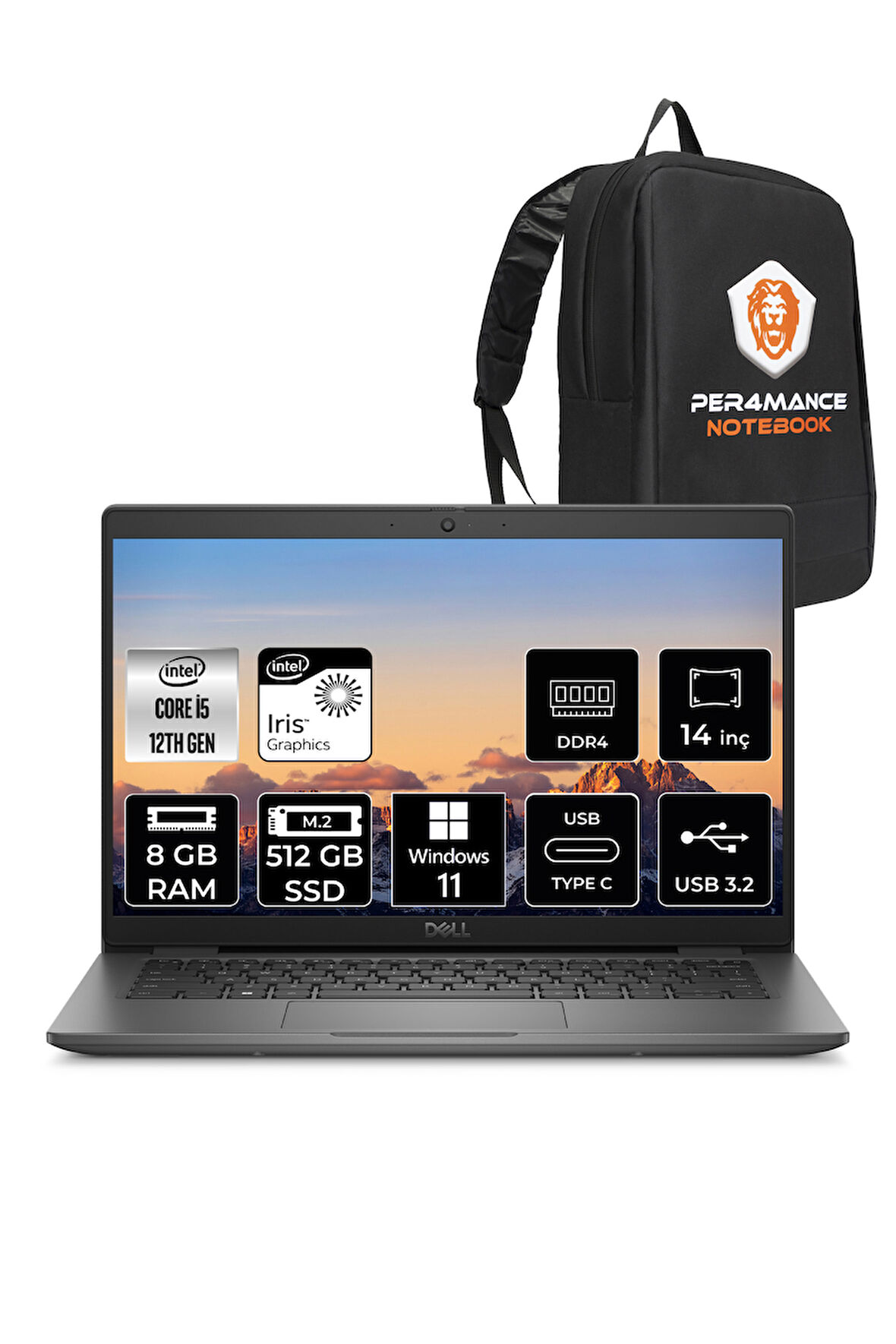 Dell Latitude 3440 i5-1235U 8GB RAM 512GB SSD 14'' FHD W11PRO Dizüstü Bilgisayar & PER4 ÇANTA 