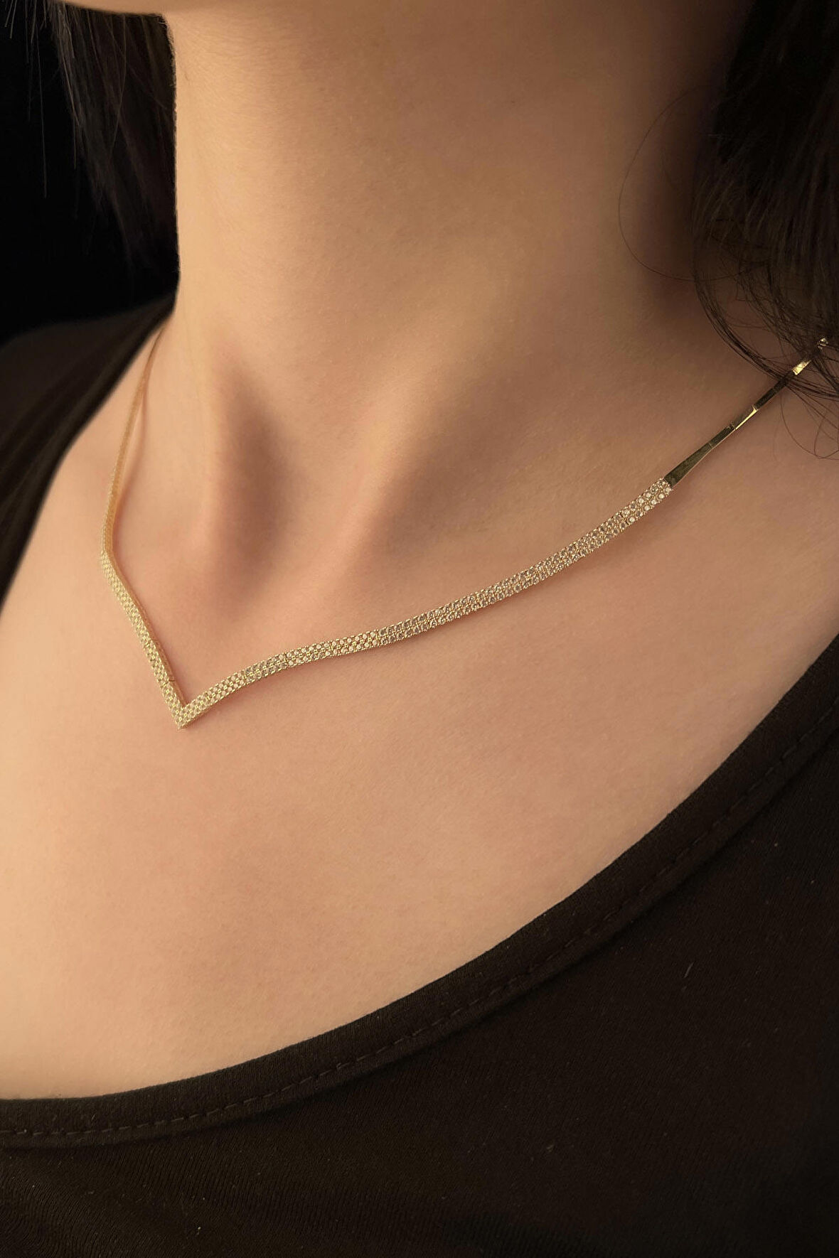 14 Ayar Altın Su Yolu Çavuş Modeli Gerdanlık Sarı