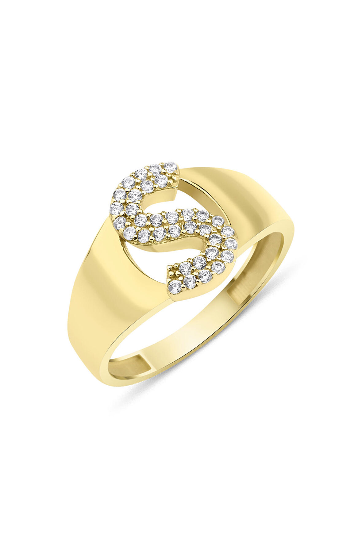 14 Ayar Altın Taşlı S Harfli Yüzük