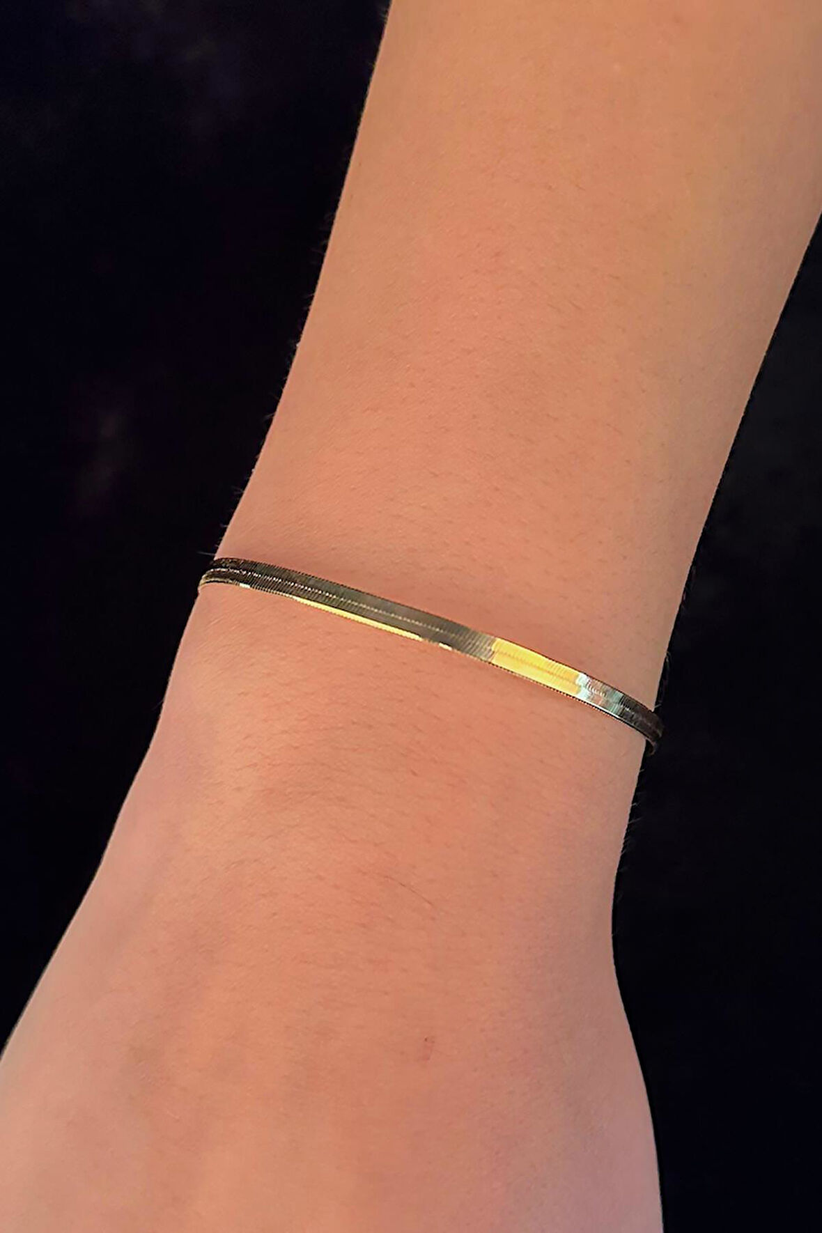 14 Ayar Altın İnce İtalyan Ezme Bileklik 3.05 mm