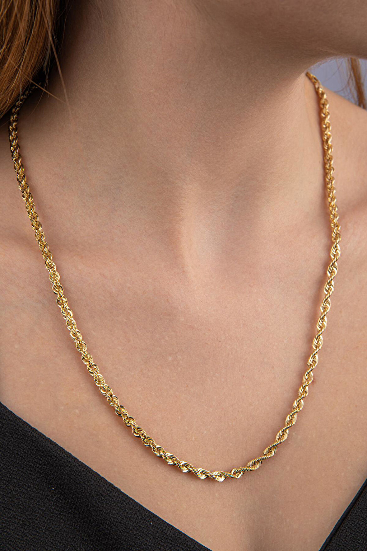 14 Ayar Altın Işıltılı Burgu Zincir Kolye 3.90 mm