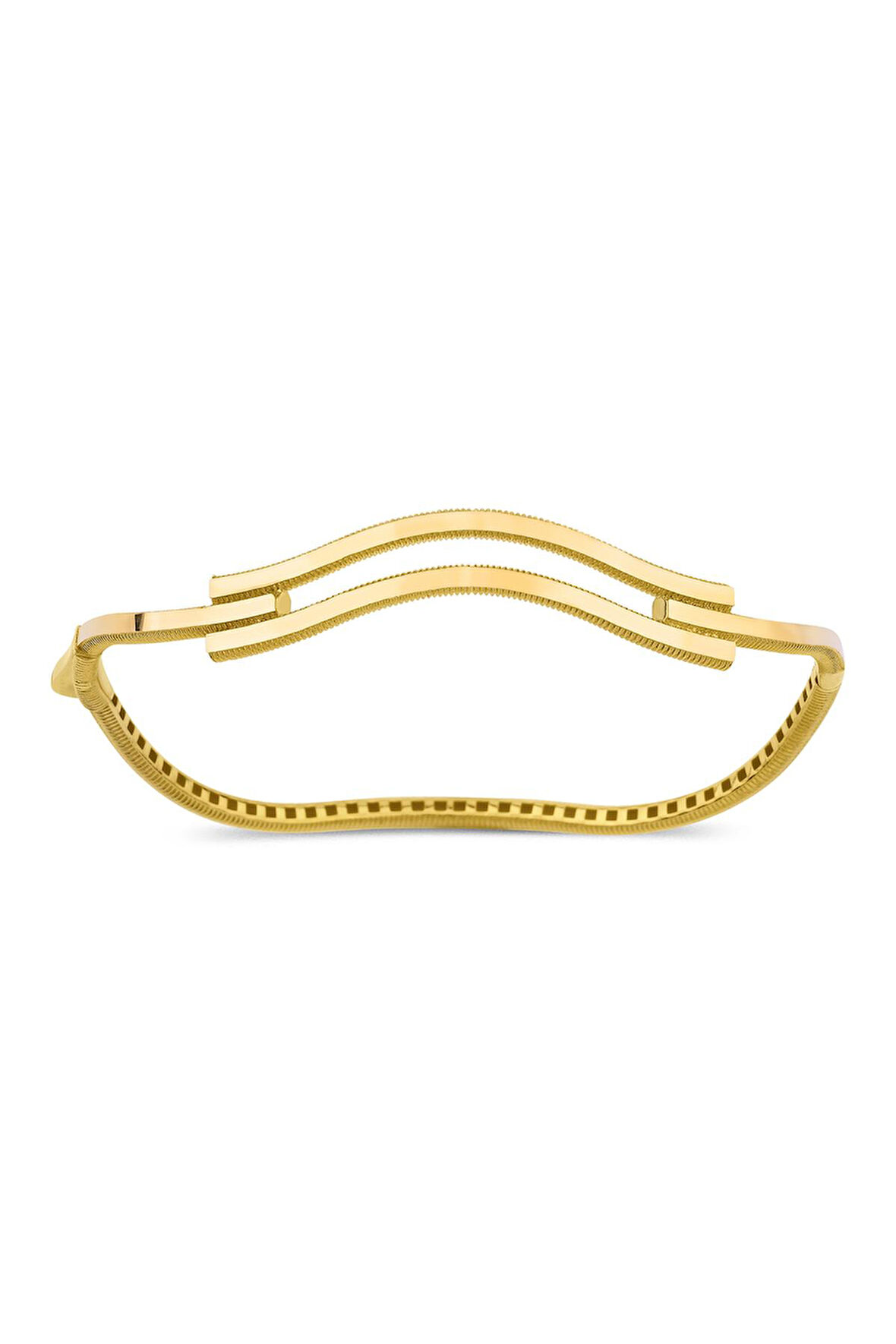 22 Ayar Görünümlü 14 Ayar Altın Kaburga Ajda Bilezik Kelepçe