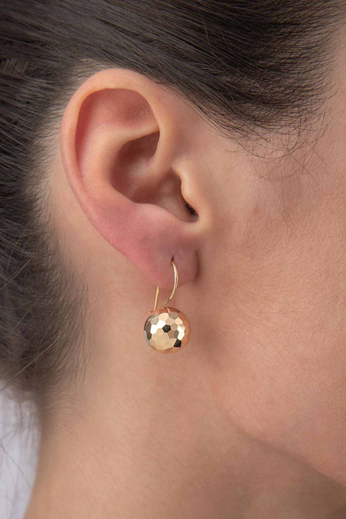 14 Ayar Altın Kalemli Büyük Top Küpe