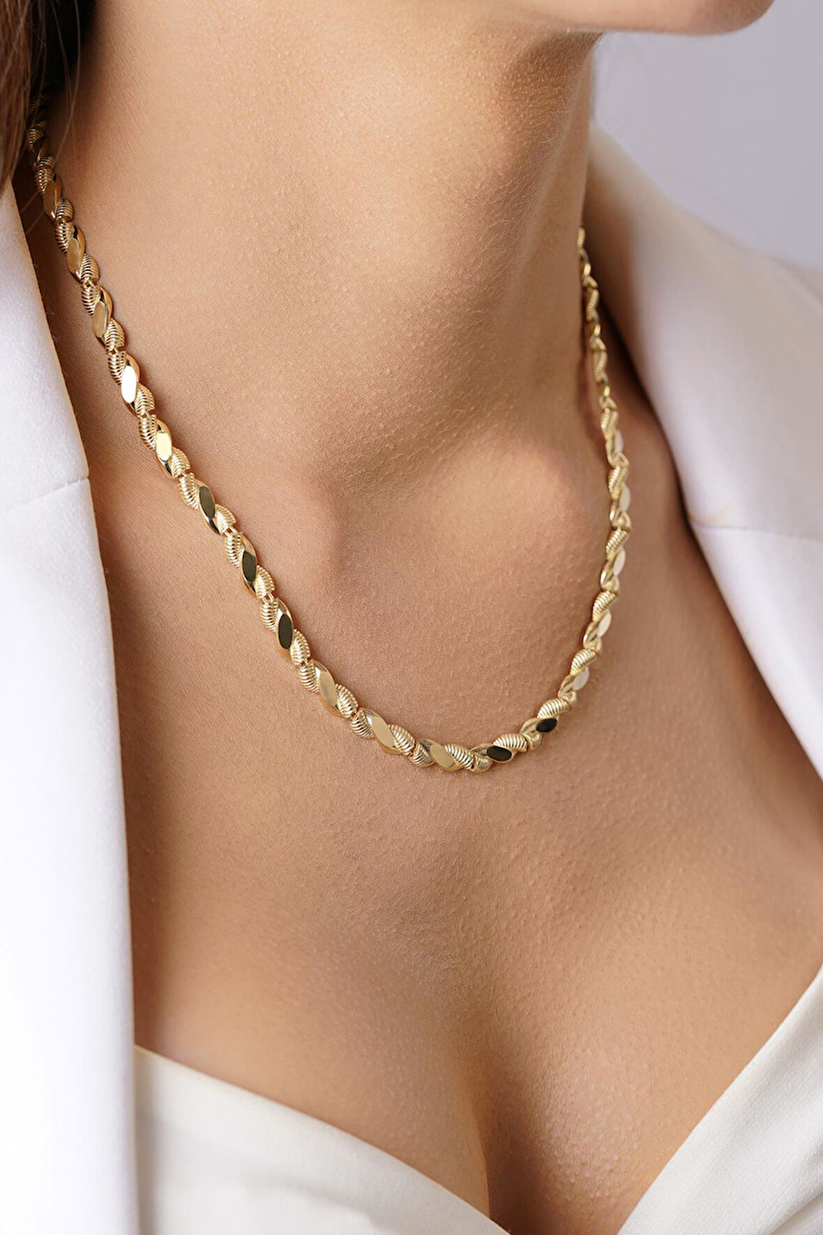 14 Ayar Altın Işıltılı Burma Kolye