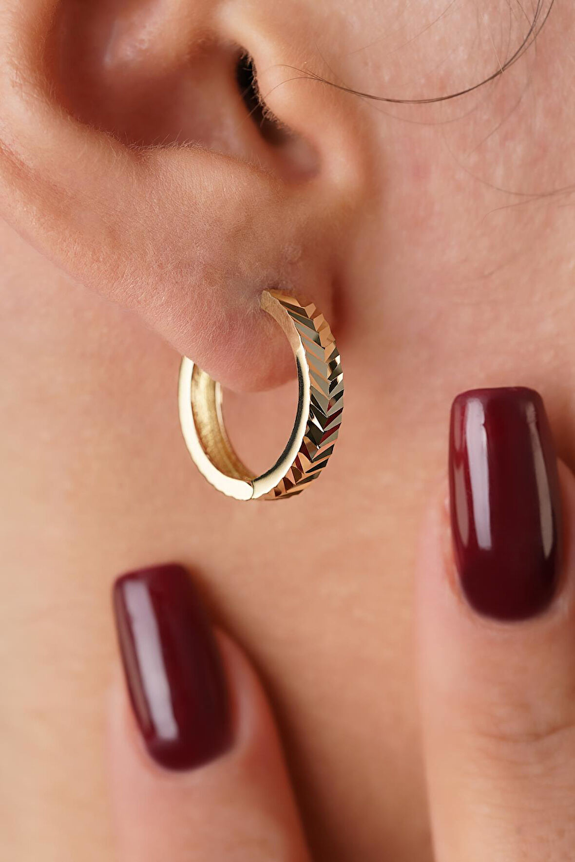 14 Ayar Altın Büyük Başak Küpe