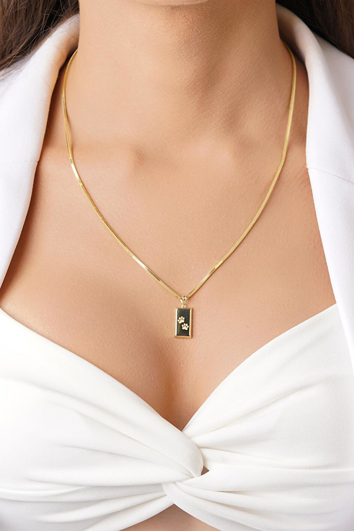 14 Ayar Altın Külçeli Küp Zincir Kolye