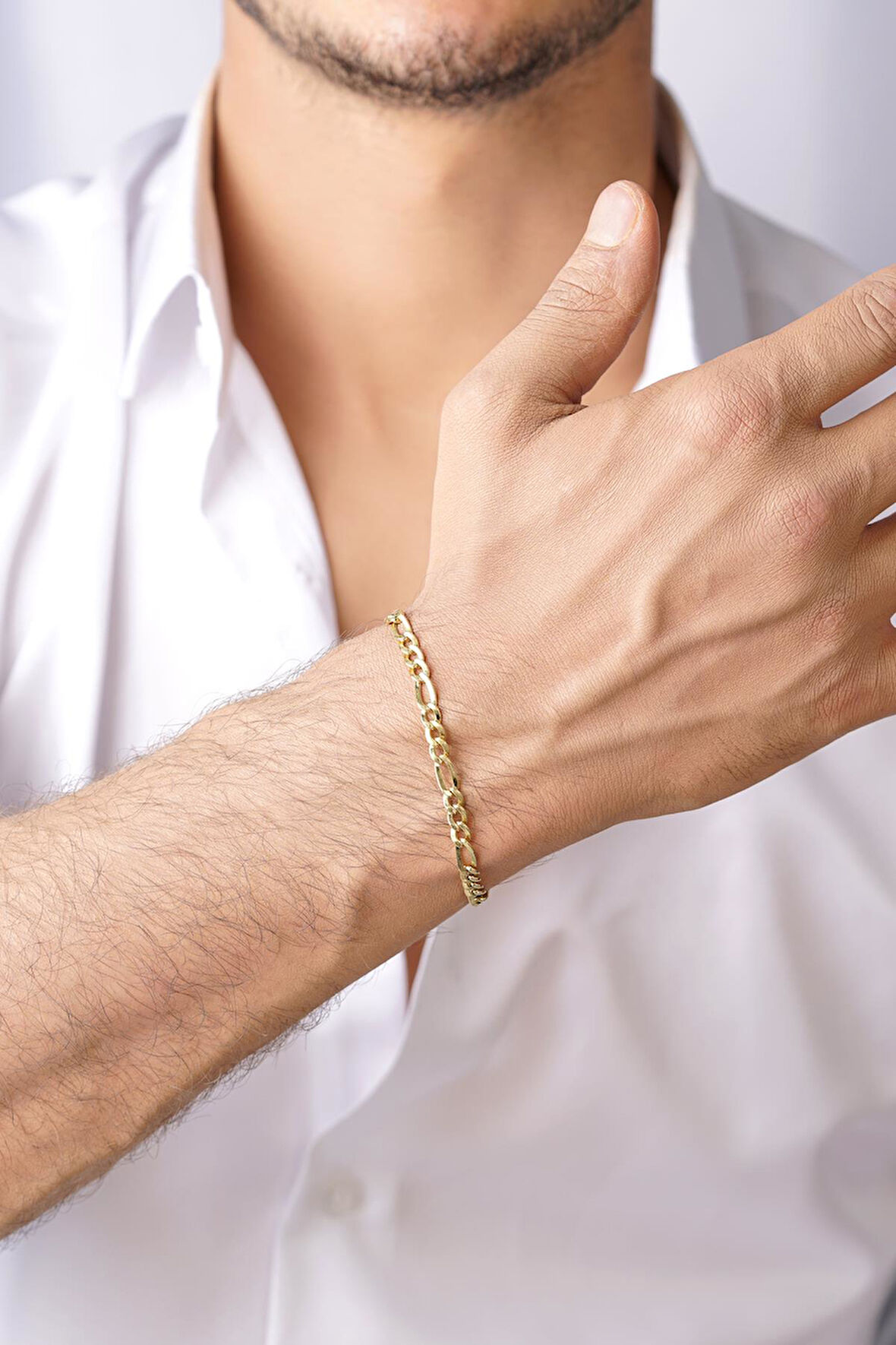 14 Ayar Altın Figaro Zincir Erkek Bileklik