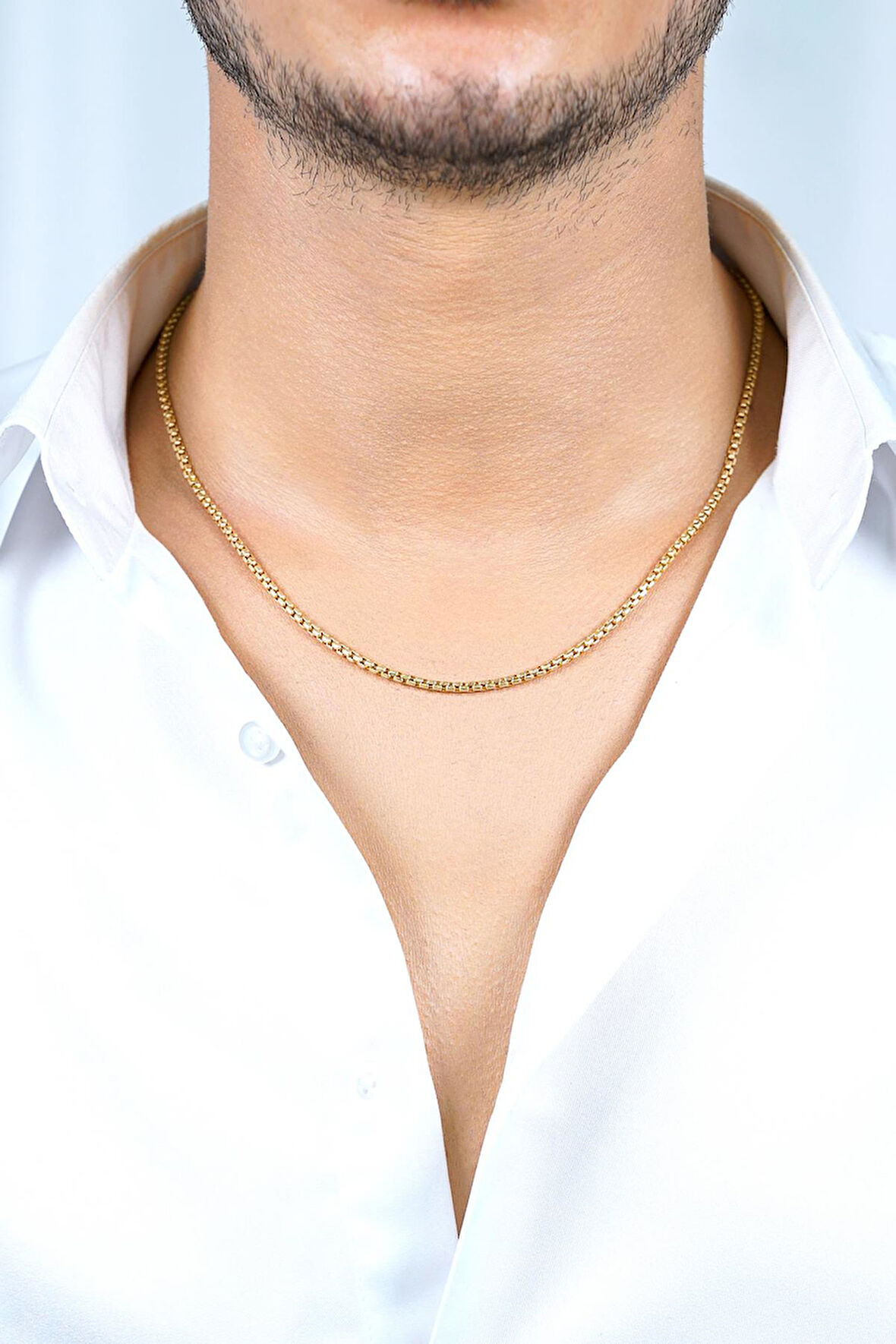 14 Ayar Altın Desenli Küp Zincir Erkek Kolye 2,60 mm