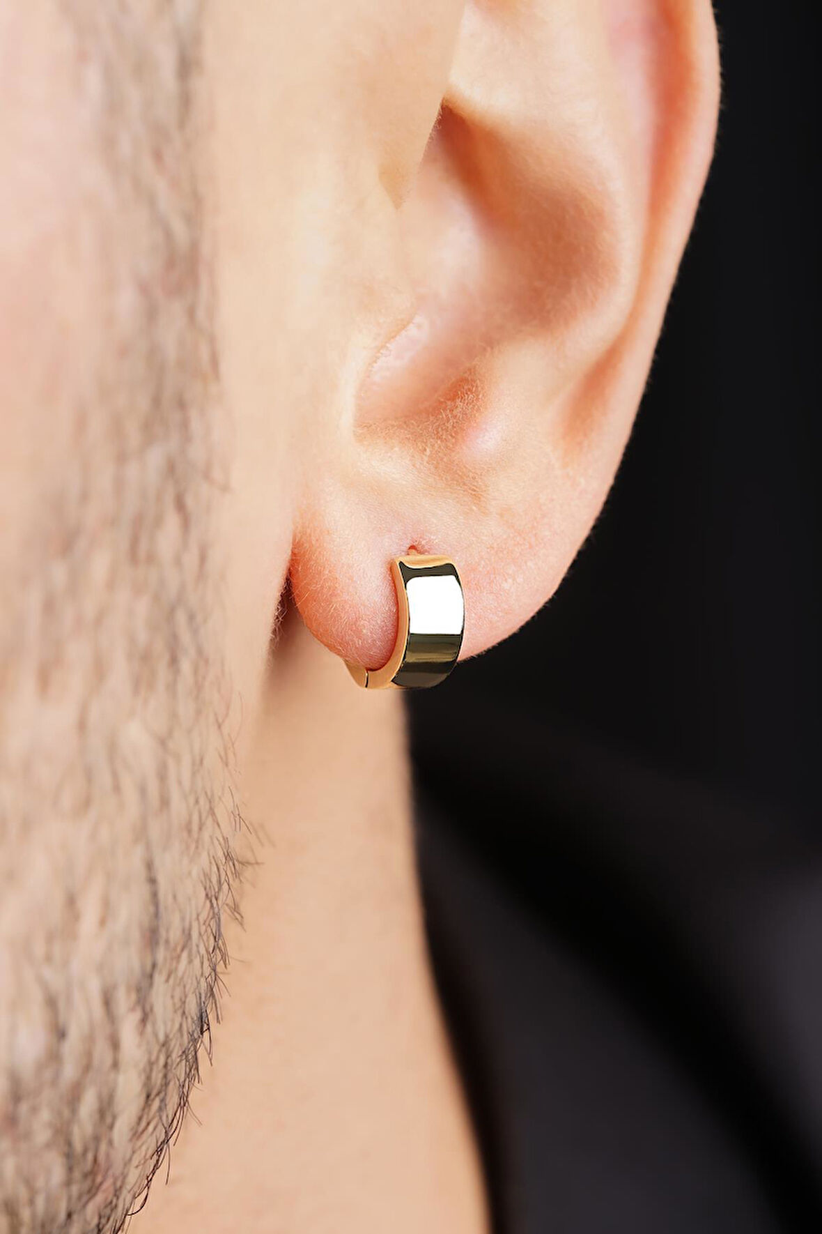 14 Ayar Altın Geniş Halka Küpe Erkek