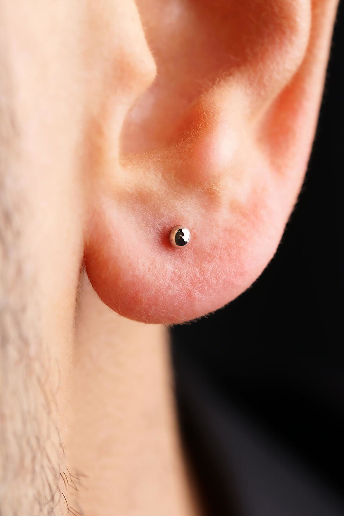 14 Ayar Altın Mini Yuvarlak Top Küpe Erkek