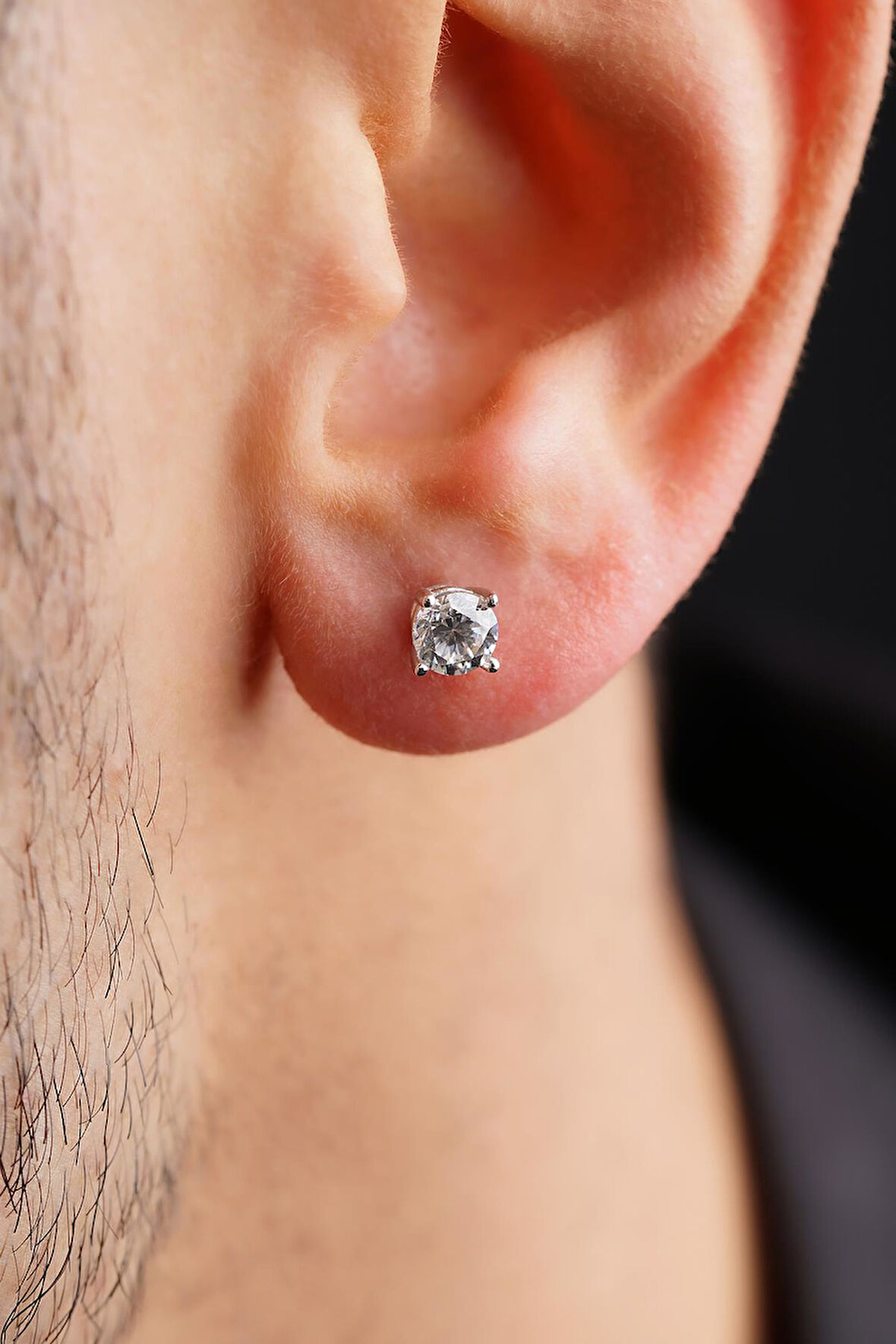 14 Ayar Altın Tektaş Küpe Erkek