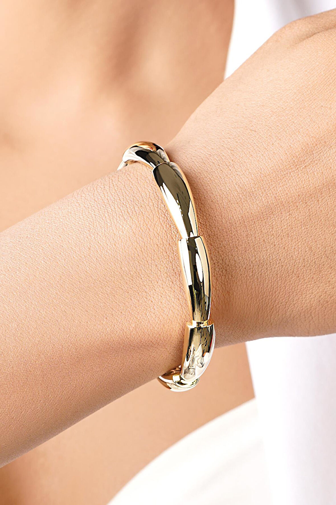 14 Ayar Altın İnce Su Damlası Kelepçe Bilezik