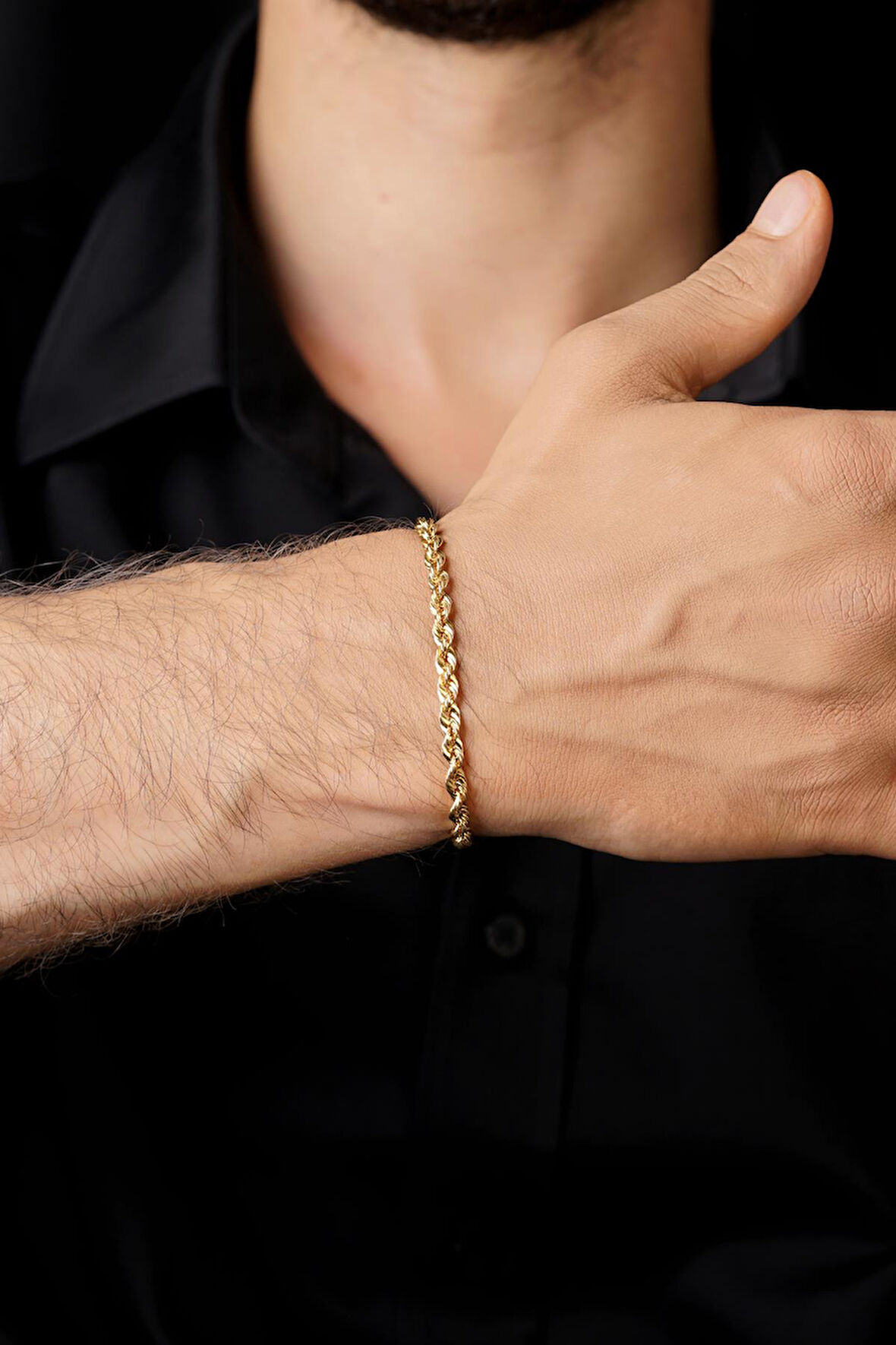 14 Ayar Altın Burgu Halat Zincir Erkek Bileklik 4.40 mm