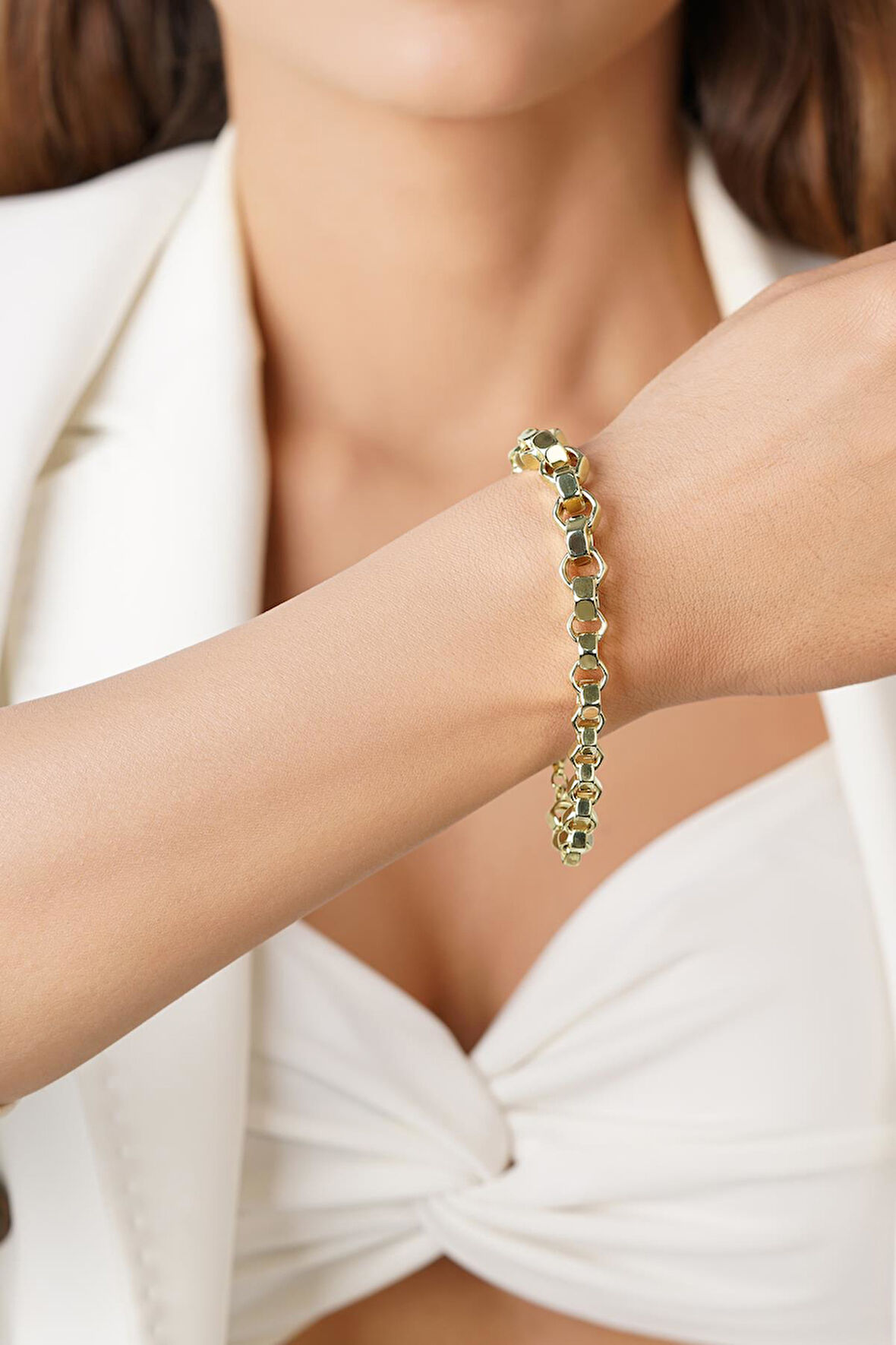 14 Ayar Altın Somun Zincir Bileklik