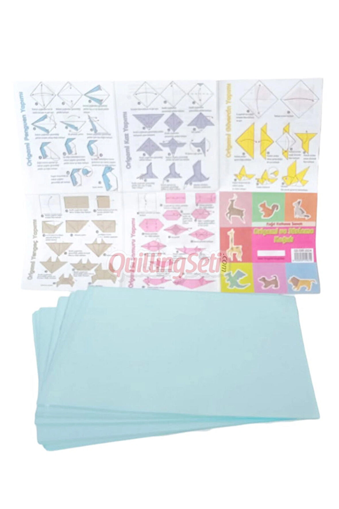 20cm Origami Kağıdı, 100 Adet 20cm X 20 cm Açık Mavi Renk Origami Seti, 100lü Origami Paket