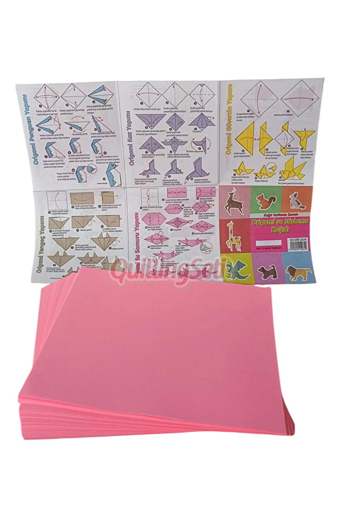 20cm Origami Kağıdı, 100 Adet 20cm X 20 cm Neon Pembe Renk Origami Seti, 100lü Origami Paket