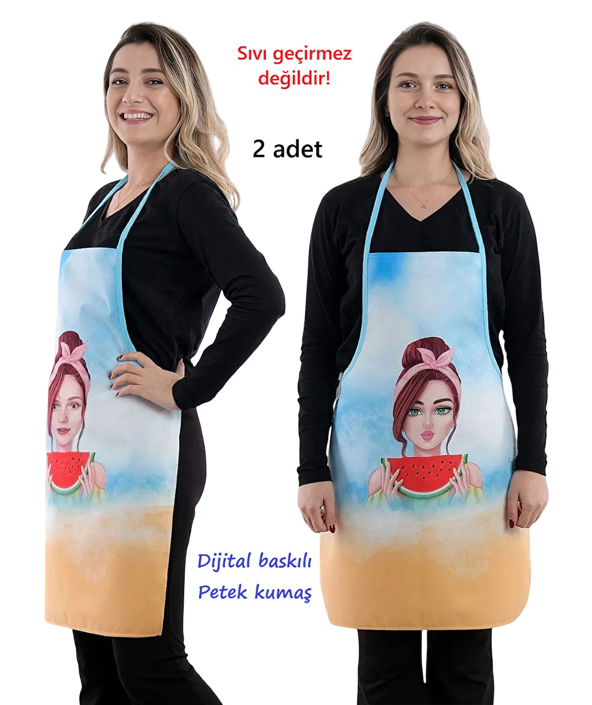 Siyah Chef İkili Paket Leke Tutmaz Kumaş Mutfak Önlüğü Seti
