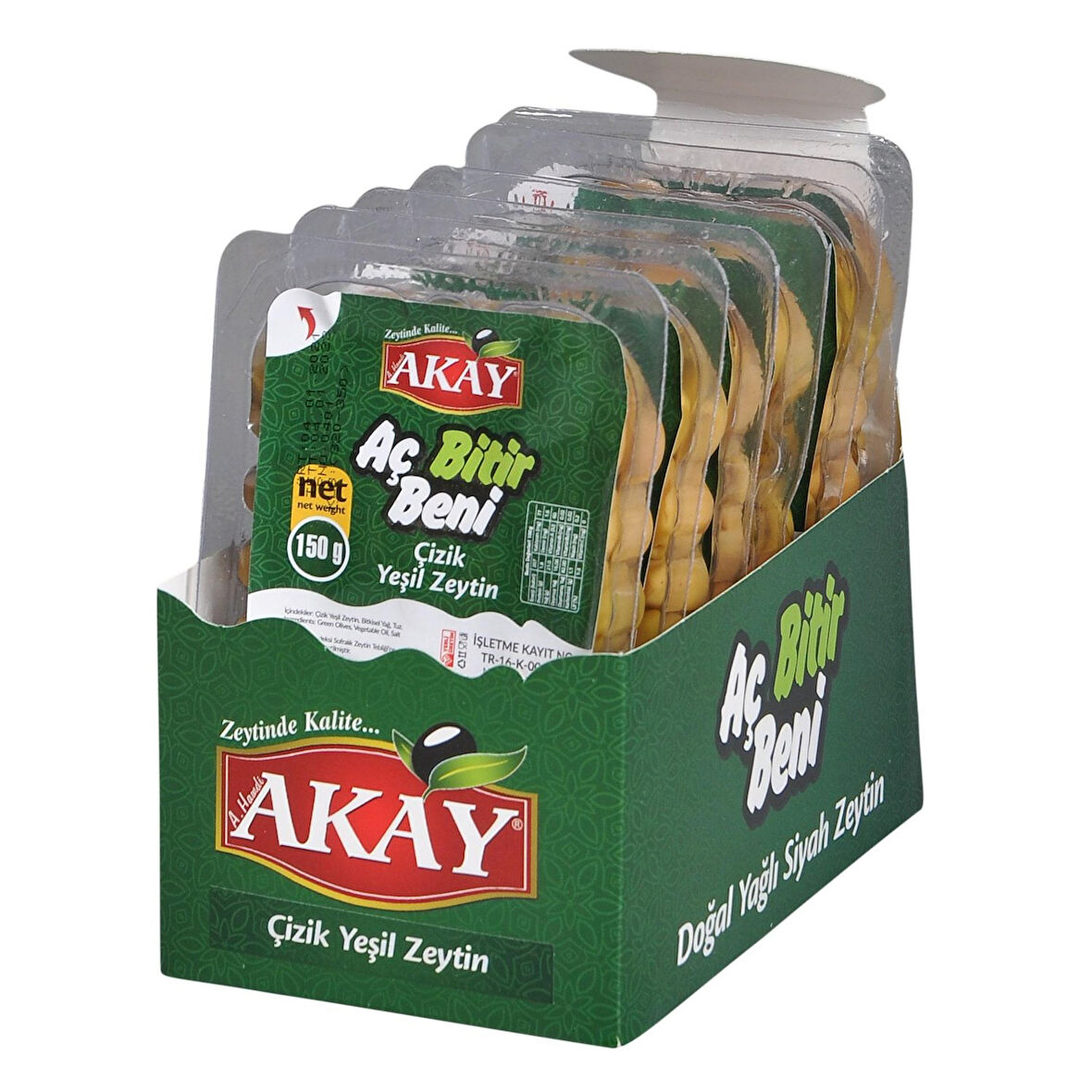 Akay Çizik Yeşil Zeytin Aç Bitir 150 gr x 6 Adet