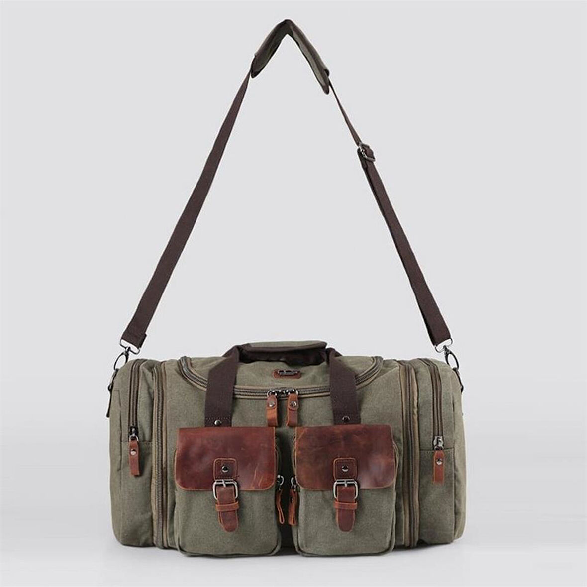 ÇÇS 40232 Genişleyebilir Kanvas Seyahat Çantası Valiz Yeşil