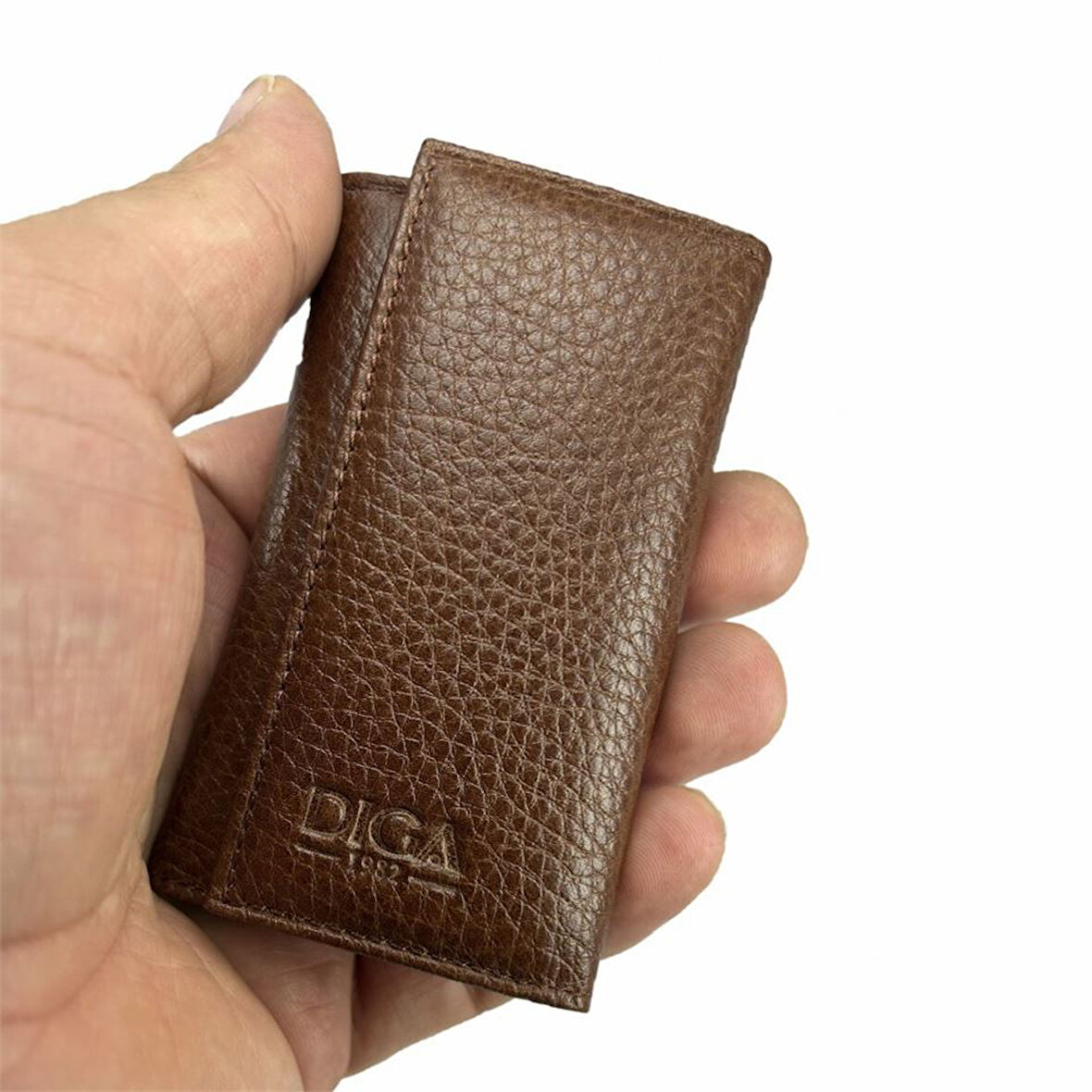 Hakiki Deri Organizer Dikey Avuçiçi Anahtarlık Taba