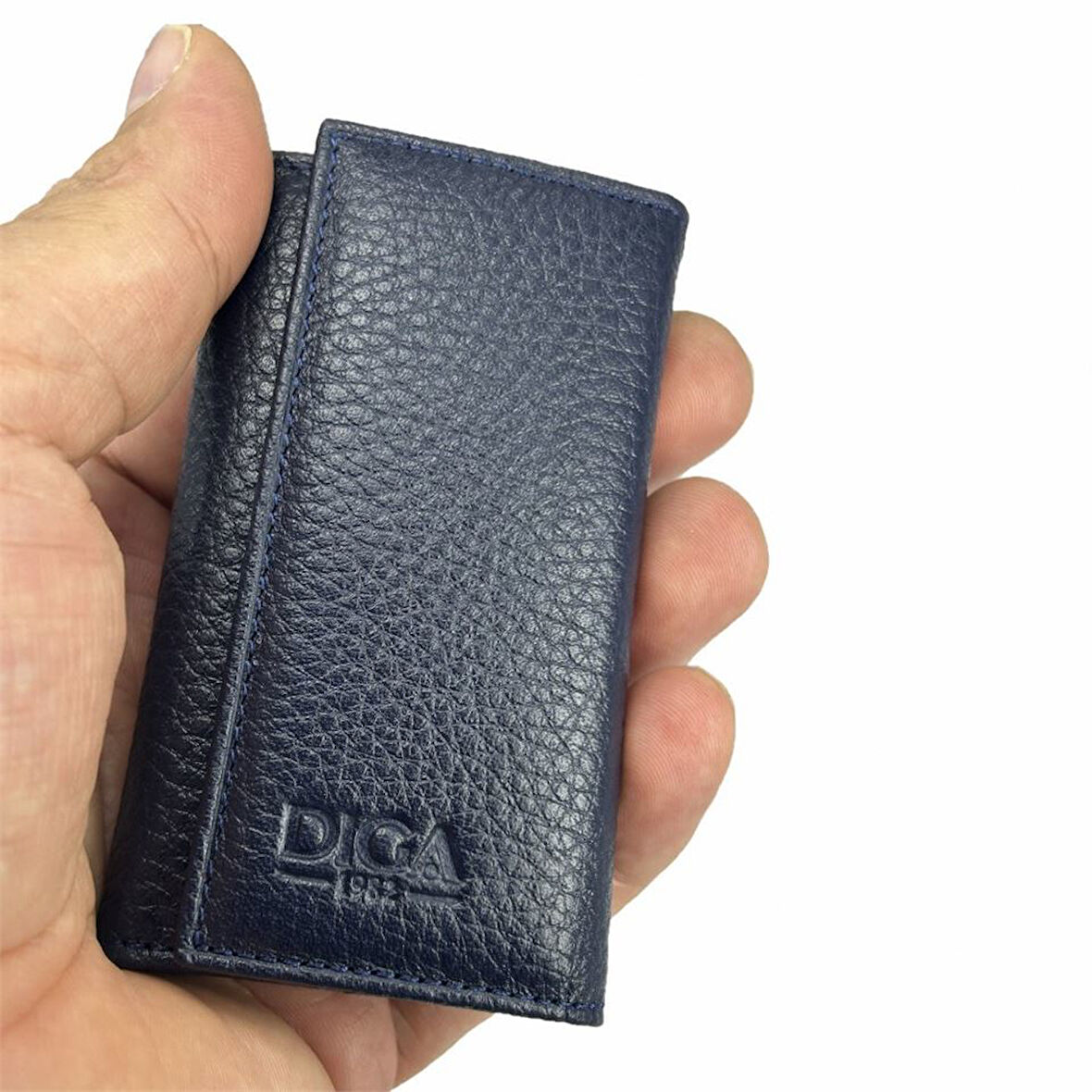 Hakiki Deri Organizer Dikey Avuçiçi Anahtarlık Lacivert