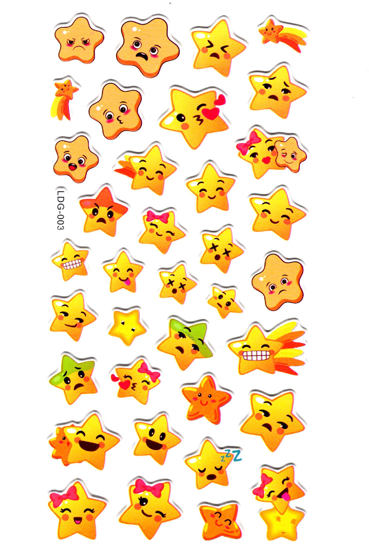 Sticker Kabartmalı Stiker Defter, Planlayıcı Etiket (Ldg003)-17x9 cm - Yıldız Emoji