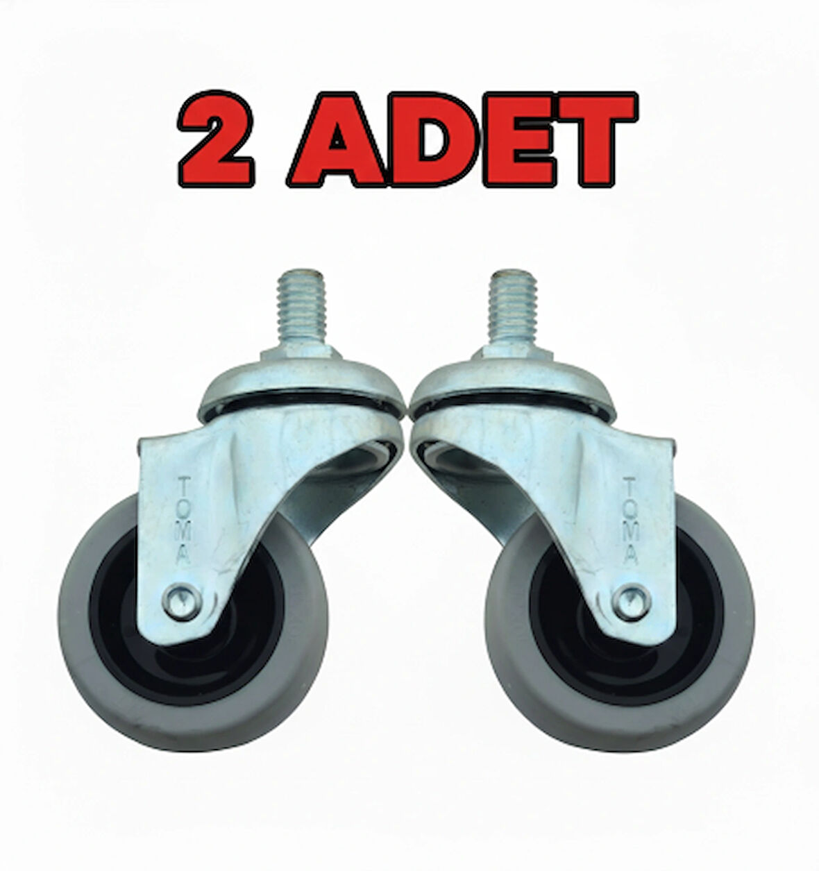 2 Adet Civatalı Metal 50mmx20mm Koltuk Sandalye Mobilya Tekeri 