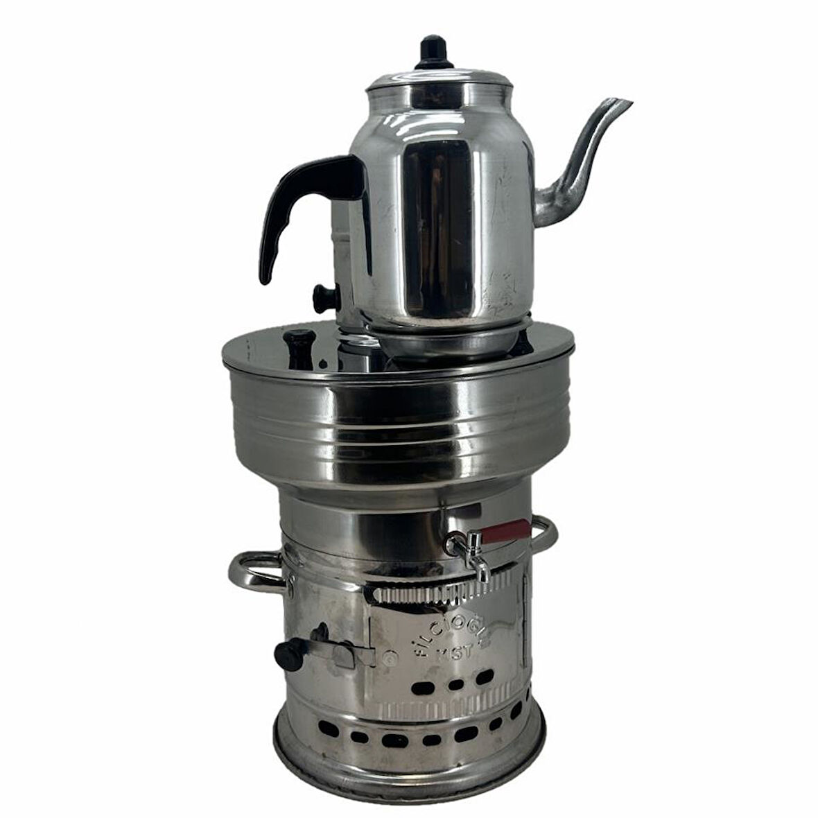 Paslanmaz 304 Çelik 7 litre Demlikli Semaver