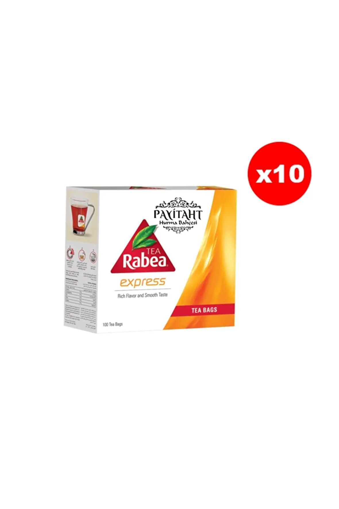 Rabea Tea - Express Yumuşak Içimli Zengin Aromalı Siyah Çay 100 Poşet 10x Paket