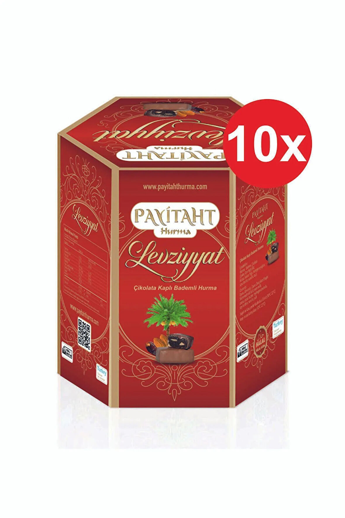 Levziyyat - Sütlü Çikolata Kaplı Bademli Hurma 250gr X10 Paket