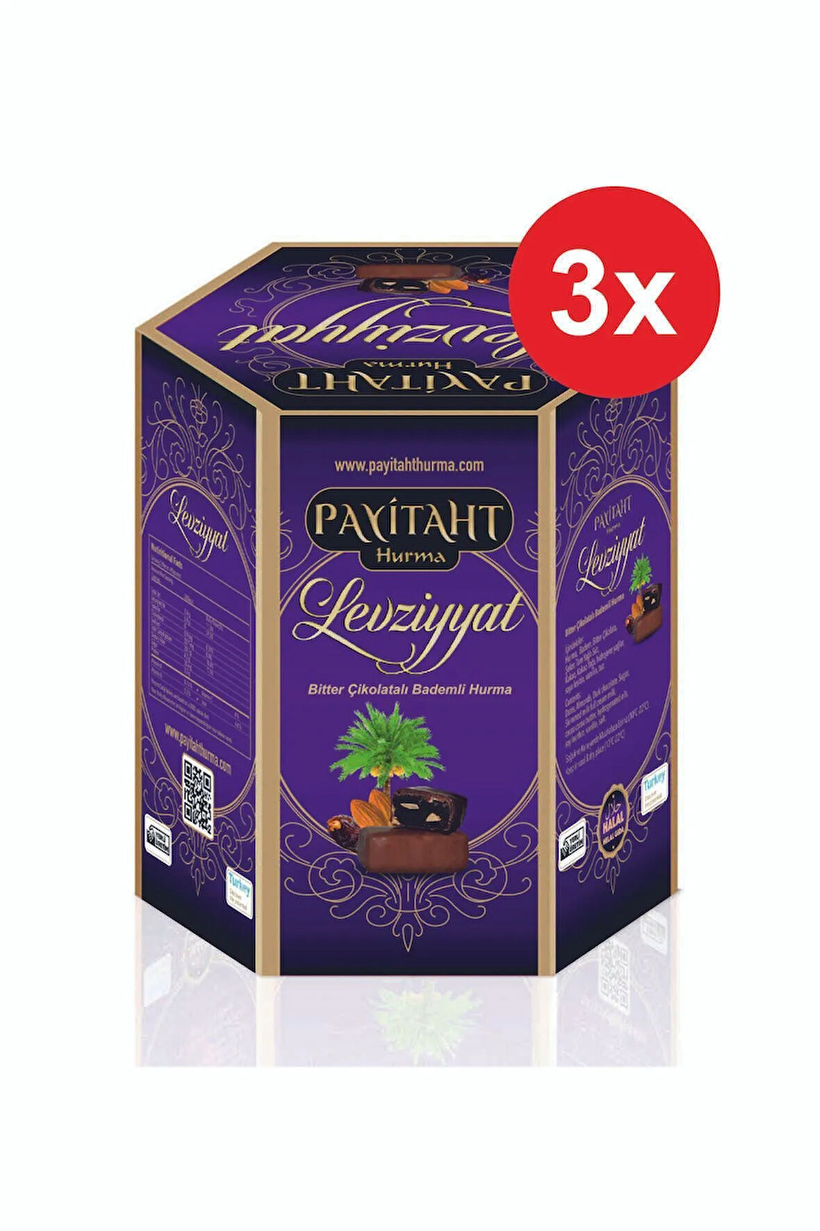 Levziyyat - Bitter Çikolata Kaplı Bademli Hurma 250gr 3x