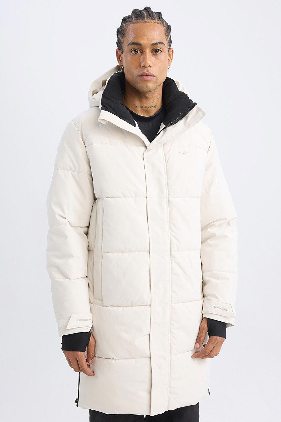 DeFactoFit Su Geçirmez Uzun Mont Parka Fermuarlı Çıtçıtlı Cepli Su İtici Kapüşonlu C6064AX24WNBG715