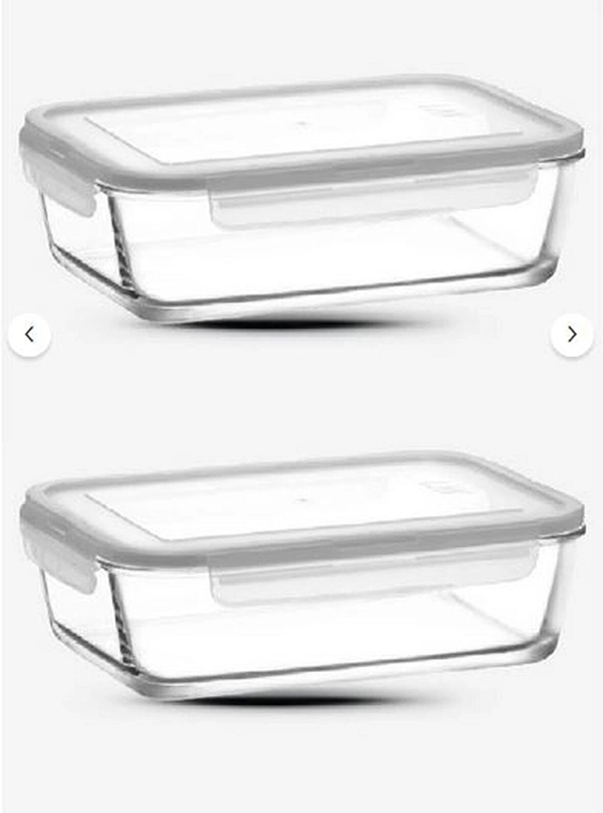 L av Cam Büyük Dikdörtgen Kilitli Saklama Kabı - 1200 cc - 2'li Set