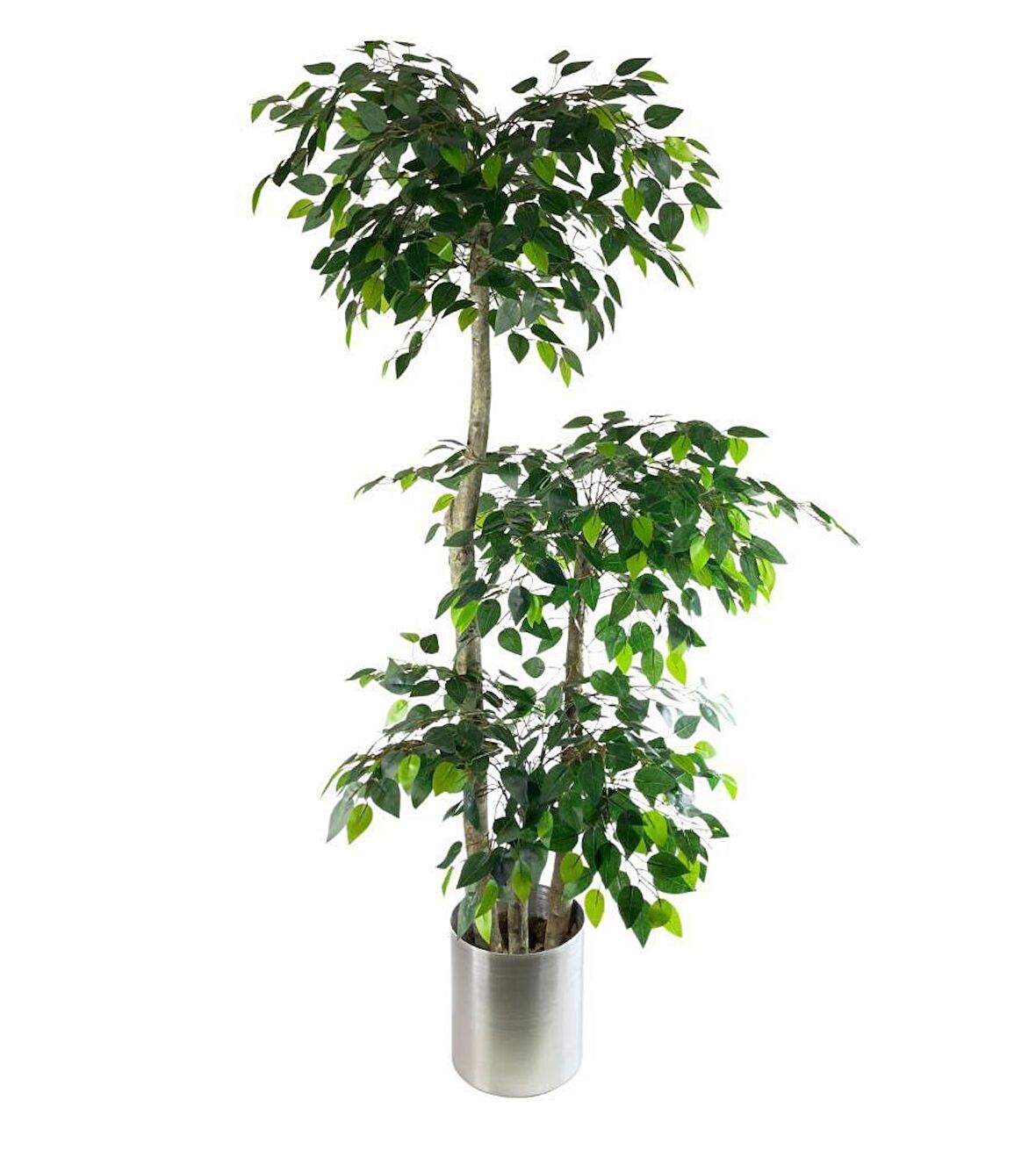 Yapay Ağaç 3 Katlı Benjamin Galvaniz Saksıda 190 cm 1.Kalite Yapay Çiçek Dekoru