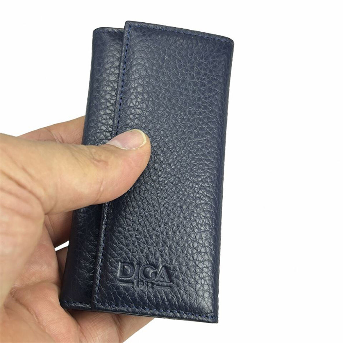 Hakiki Deri Organizer Dikey Anahtarlık Lacivert