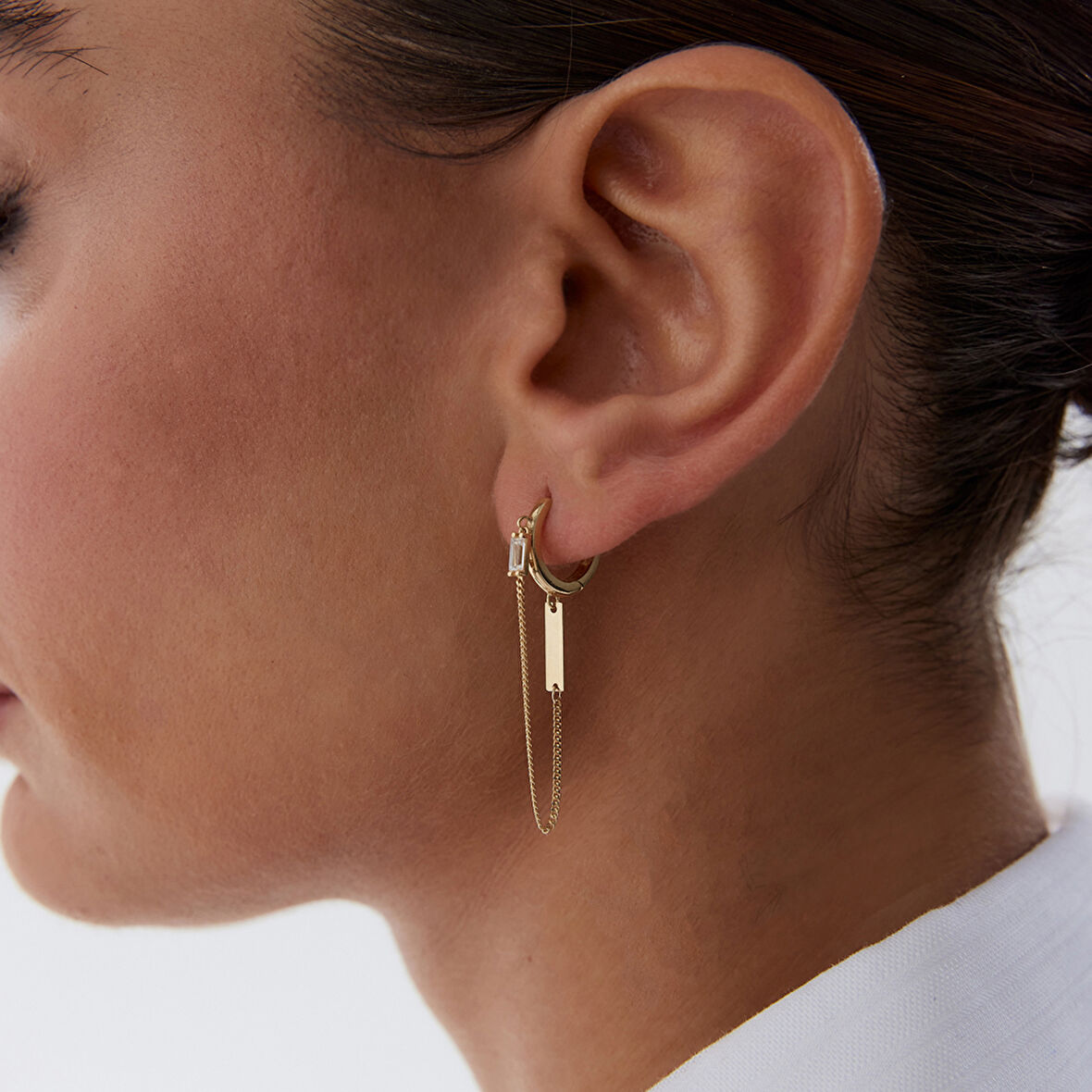 Zincir Sallantılı Baget Küpe