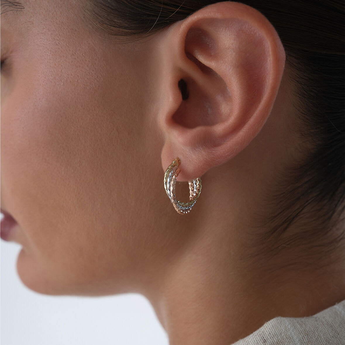 Üç Renkli Desenli Küpe