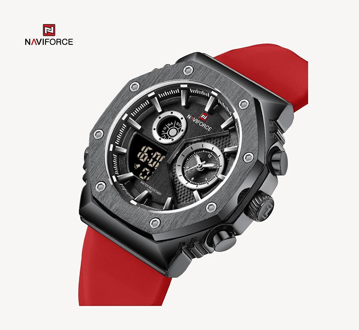 YENİ MODEL NAVİFORCE DİLİTAL ANALOG ALARMLI AYDINLATMALI SPOR  KOL SAATİ