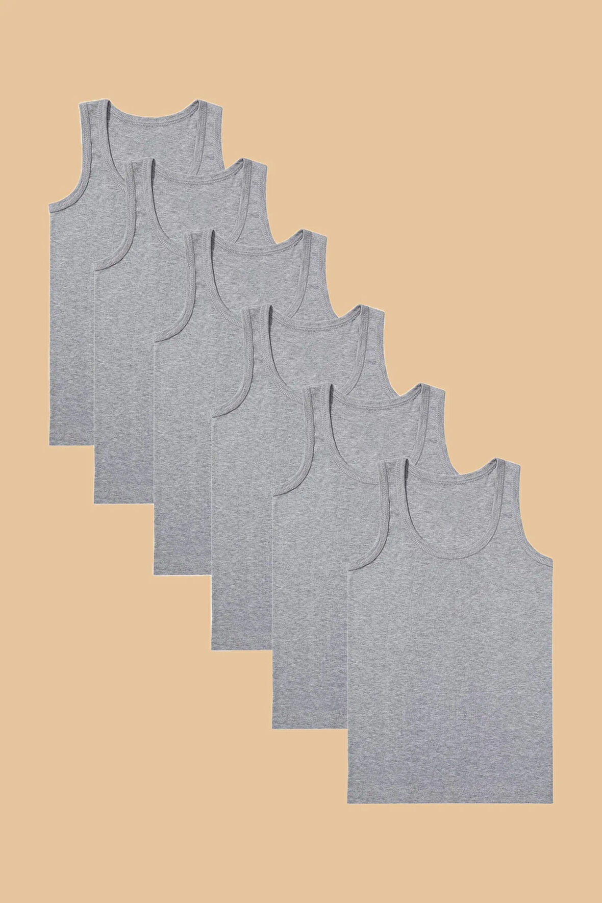 %100 Pamuk 6'lı Gri Erkek Atlet