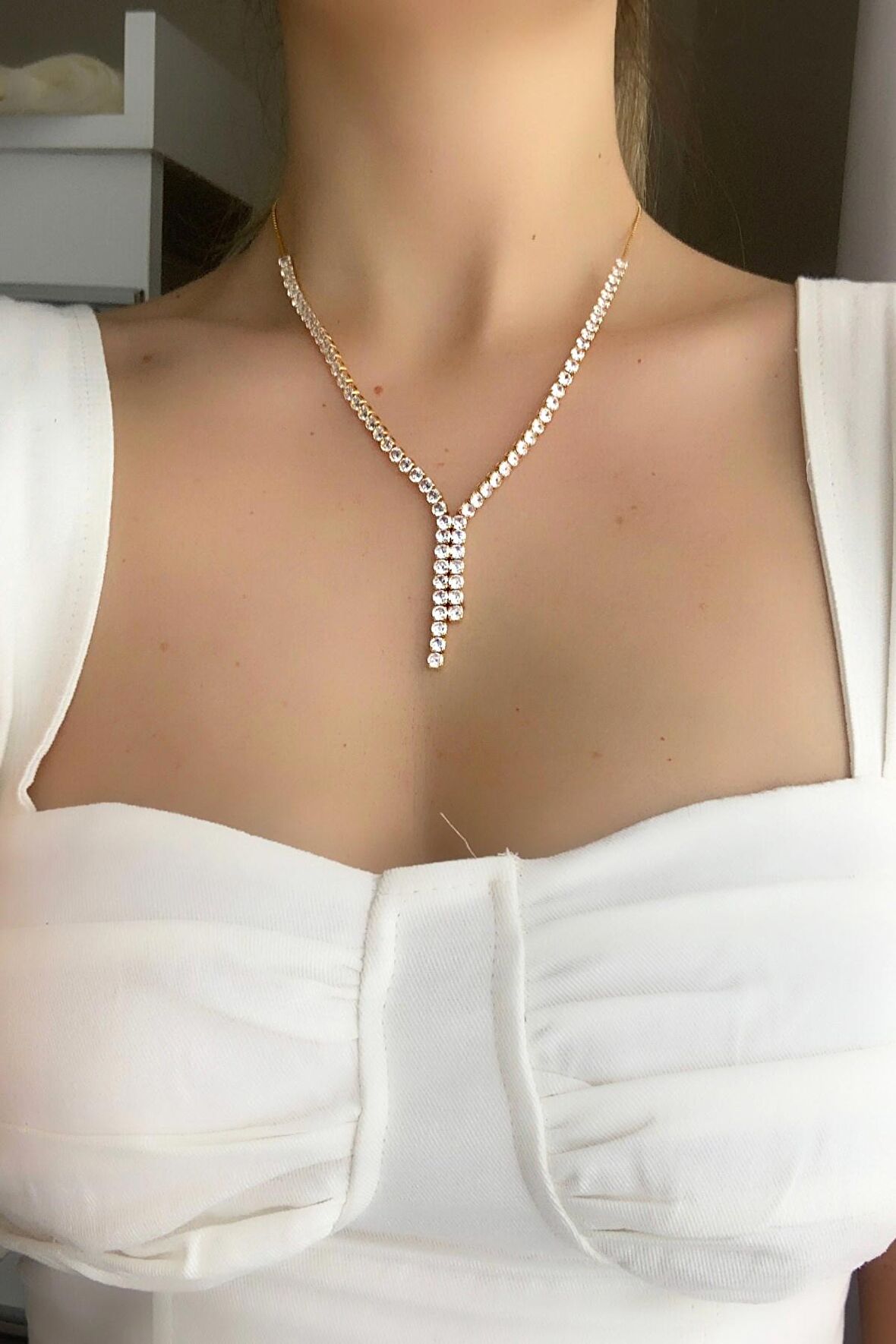 Asansörlü Zirkon Taşlı Su Yolu Kolye TrKolye5596 B31253