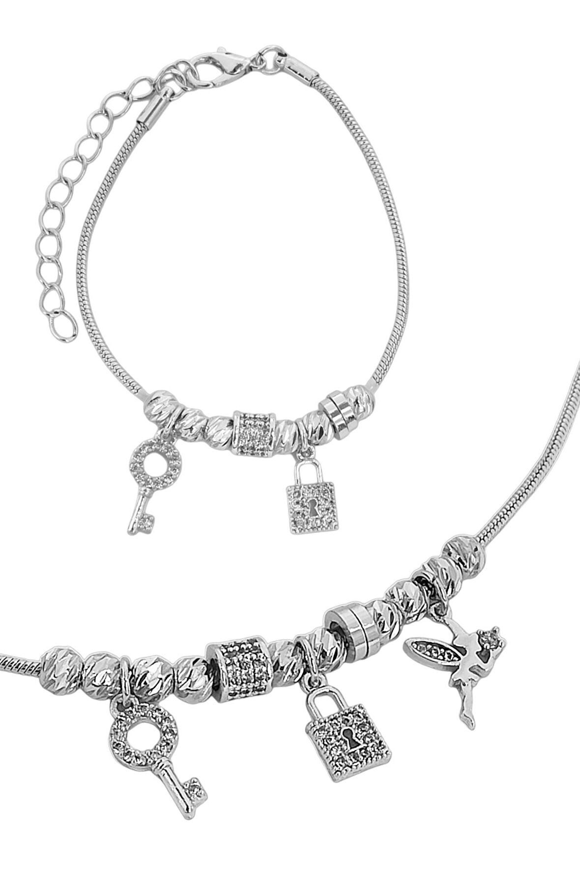 Premium 2'li Taşlı Dorika Su Perisi Kolye Küpe Set