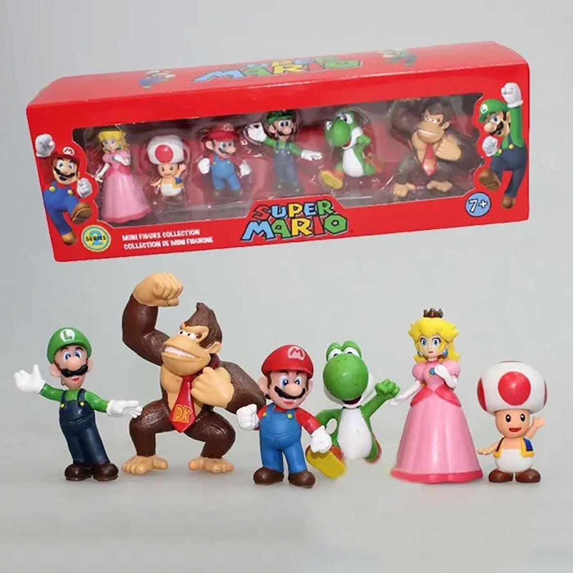 Süper Mario 6'lı Set Luigi, Yoshi, Mantar, Prenses, Dino, Goril  Pvc Figure Oyuncaklar