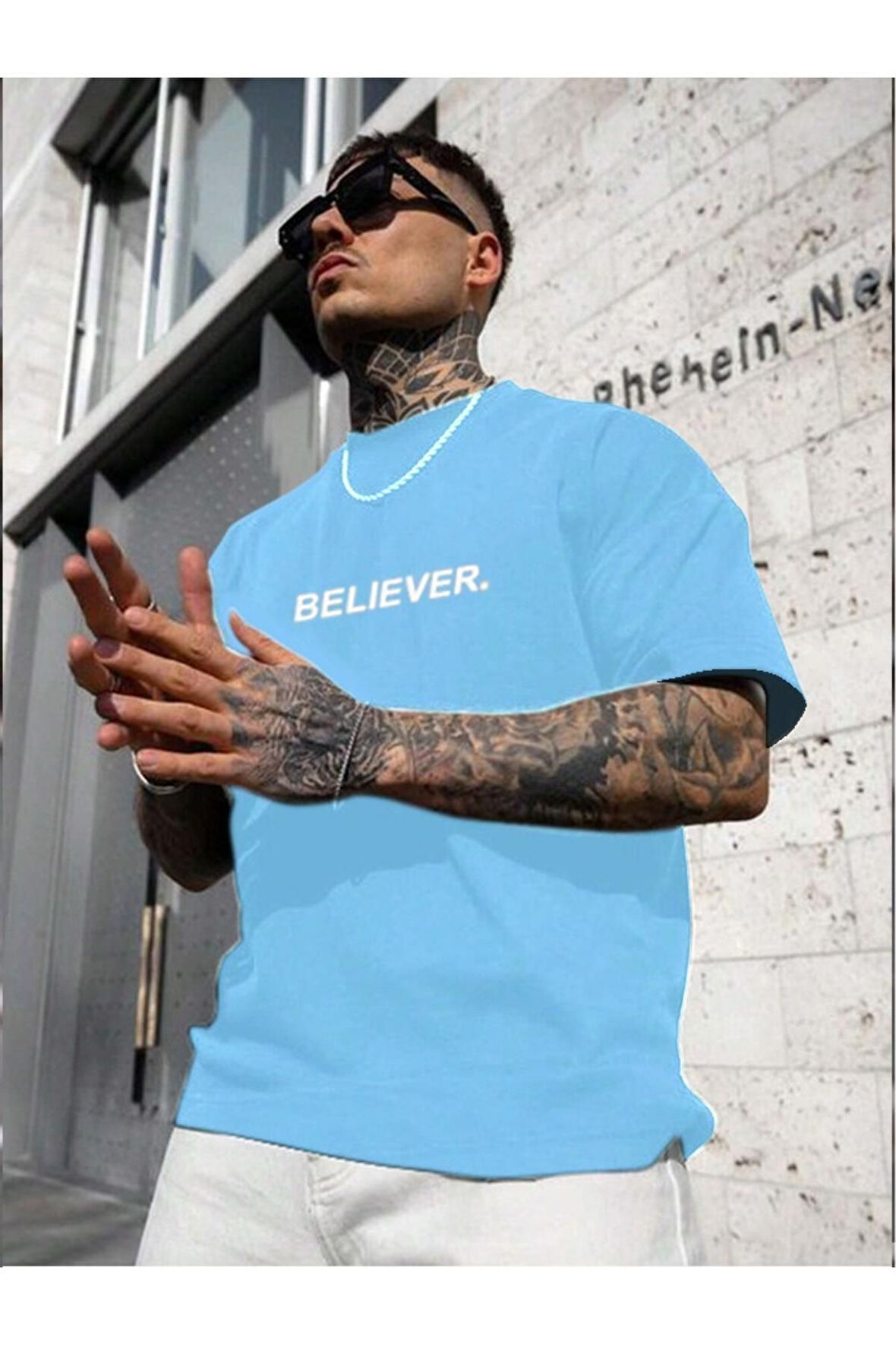 Erkek Believer Baskılı Oversize T-shirt